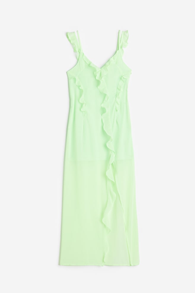 Robe volantée en mousseline - Vert clair - 1