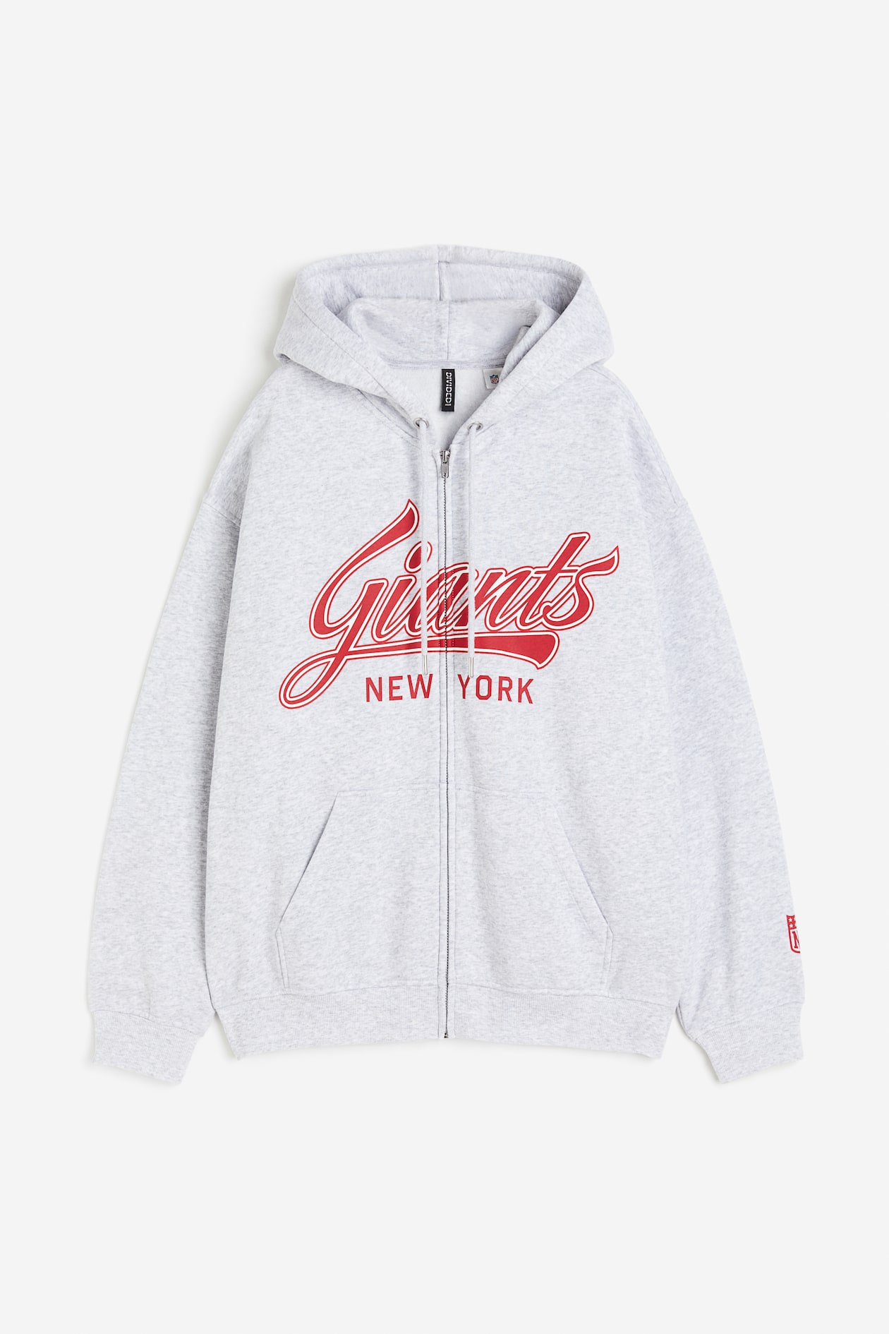 Oversized printed zip-through hoodie Light grey marl/NFL Ladies H&M IN