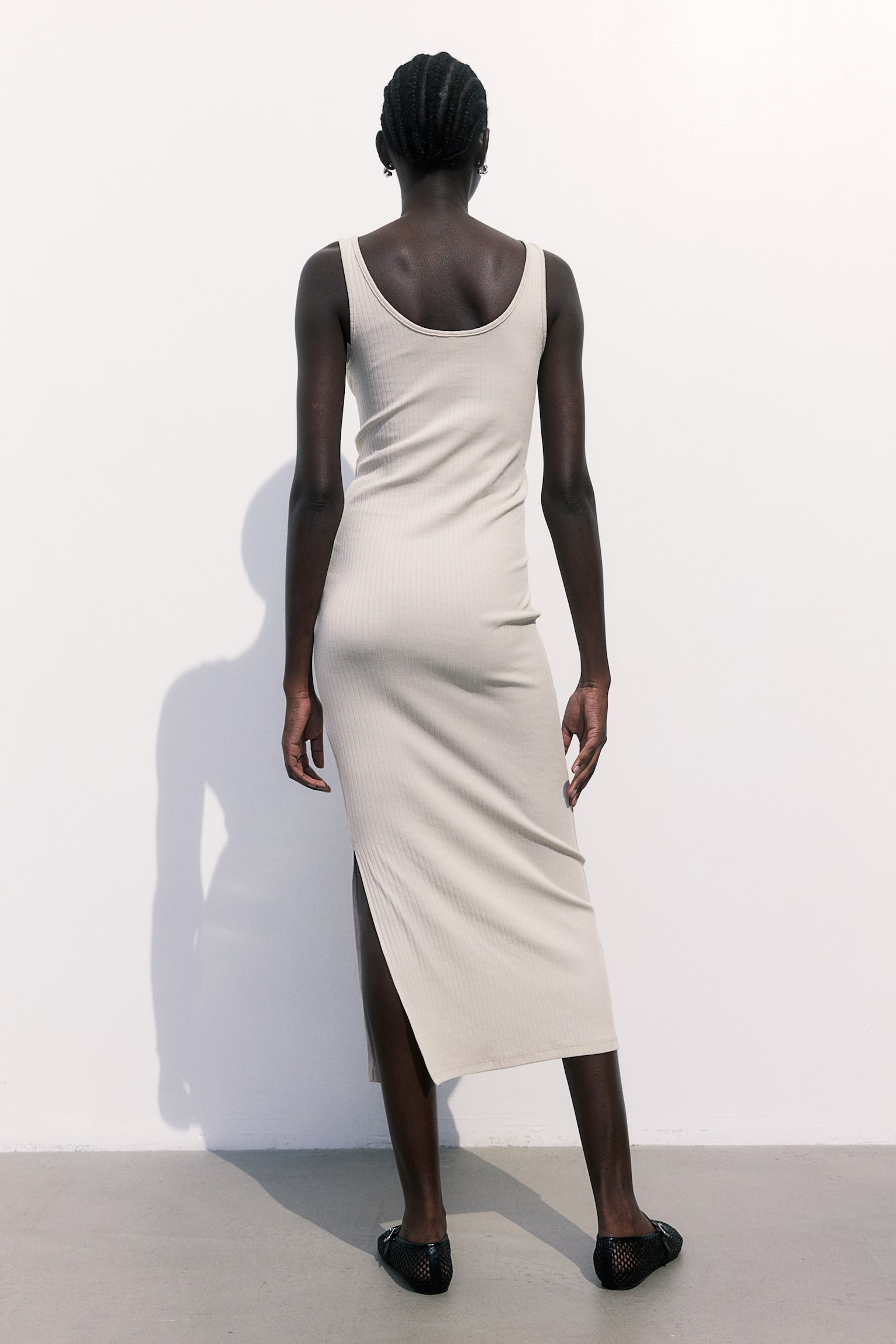 MAMA Rib Dress - Light beige/Black - 4