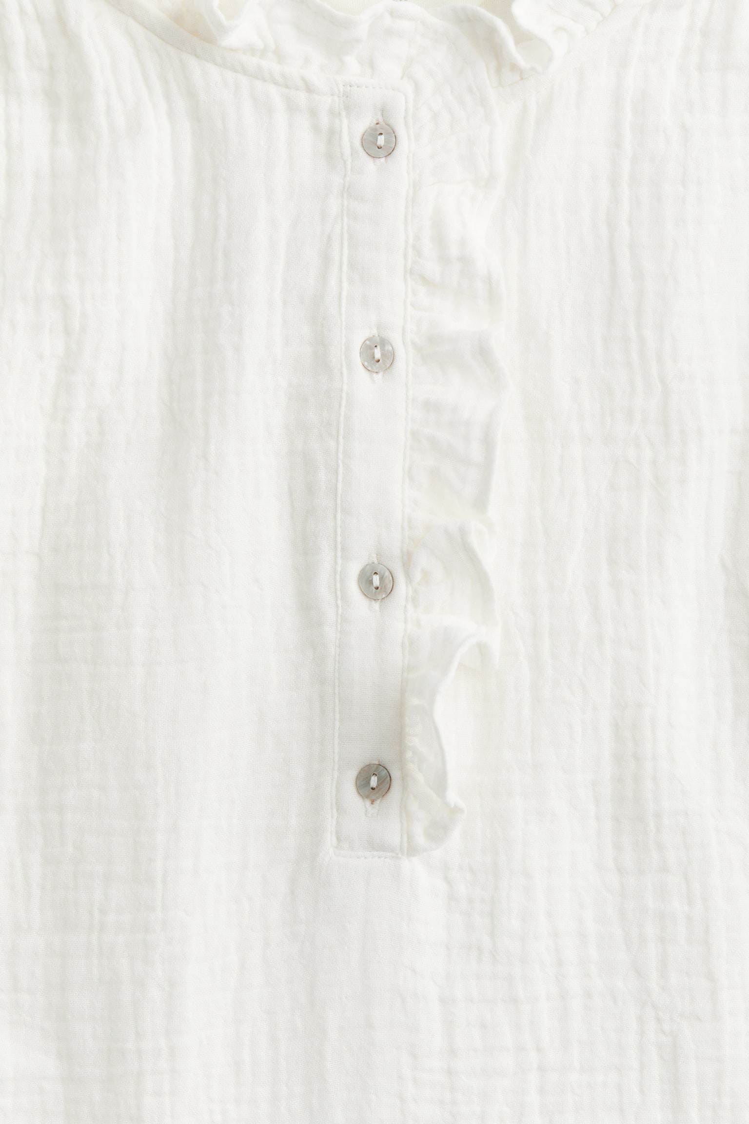 Frill Trim Muslin Blouse - White - 5