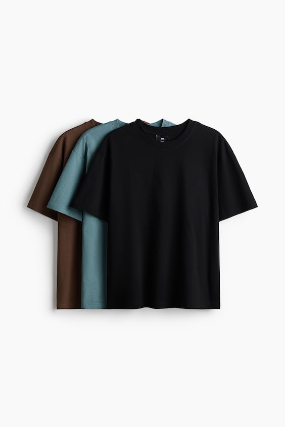 Мужские футболки H&M 3-Pack Relaxed Fit T-Shirts