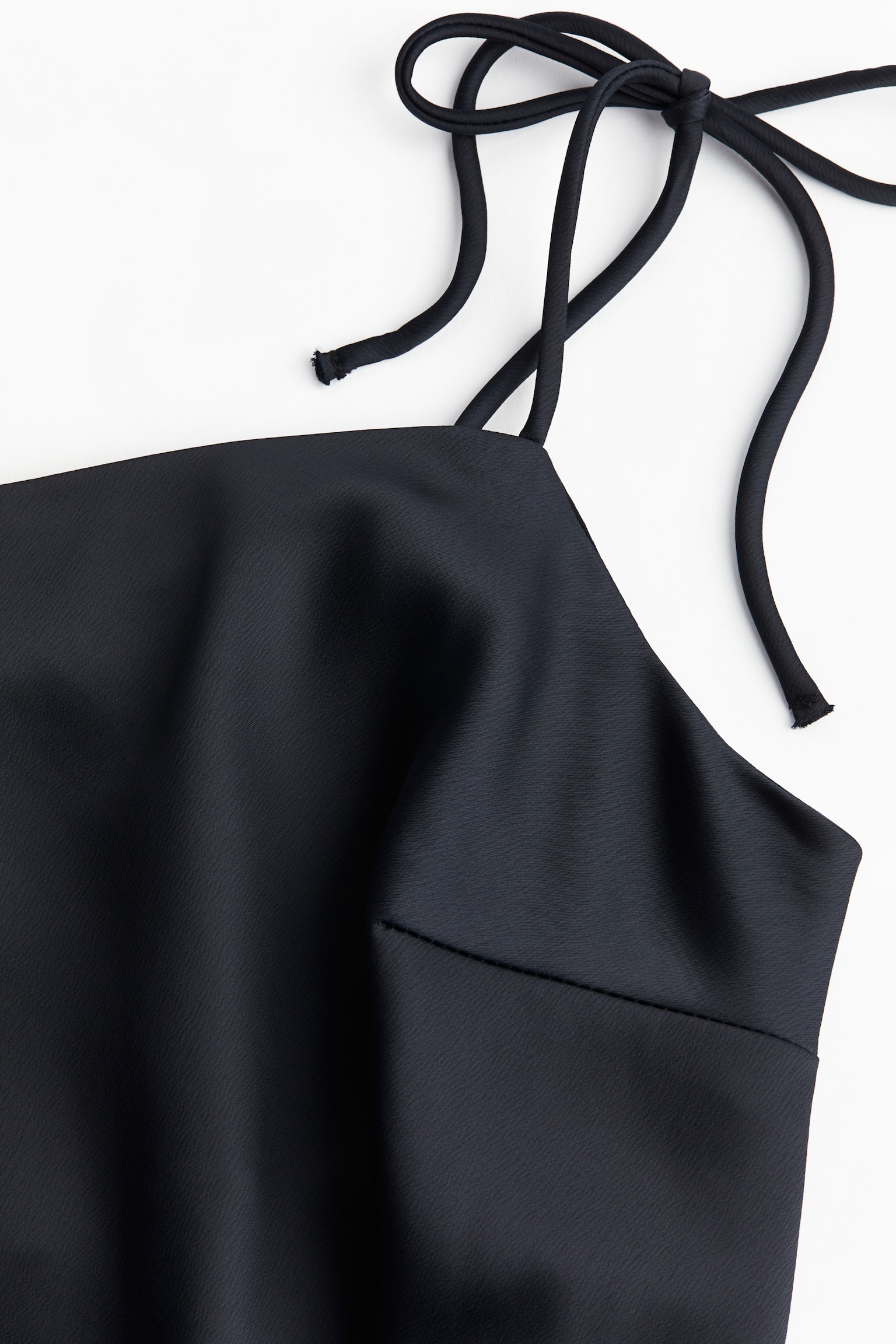 Tie Detail Satin Slip Dress - Black/Cream - 3