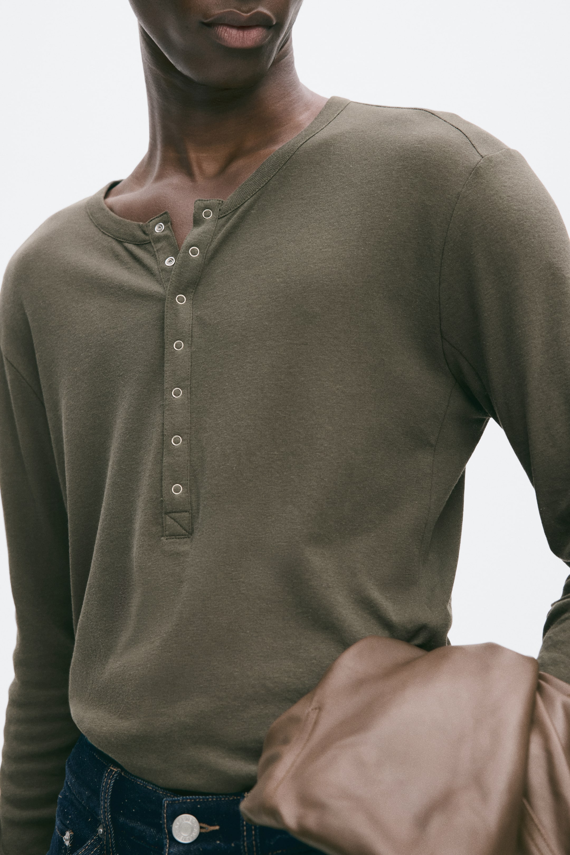 Slim-Fit Cotton Henley Shirt
