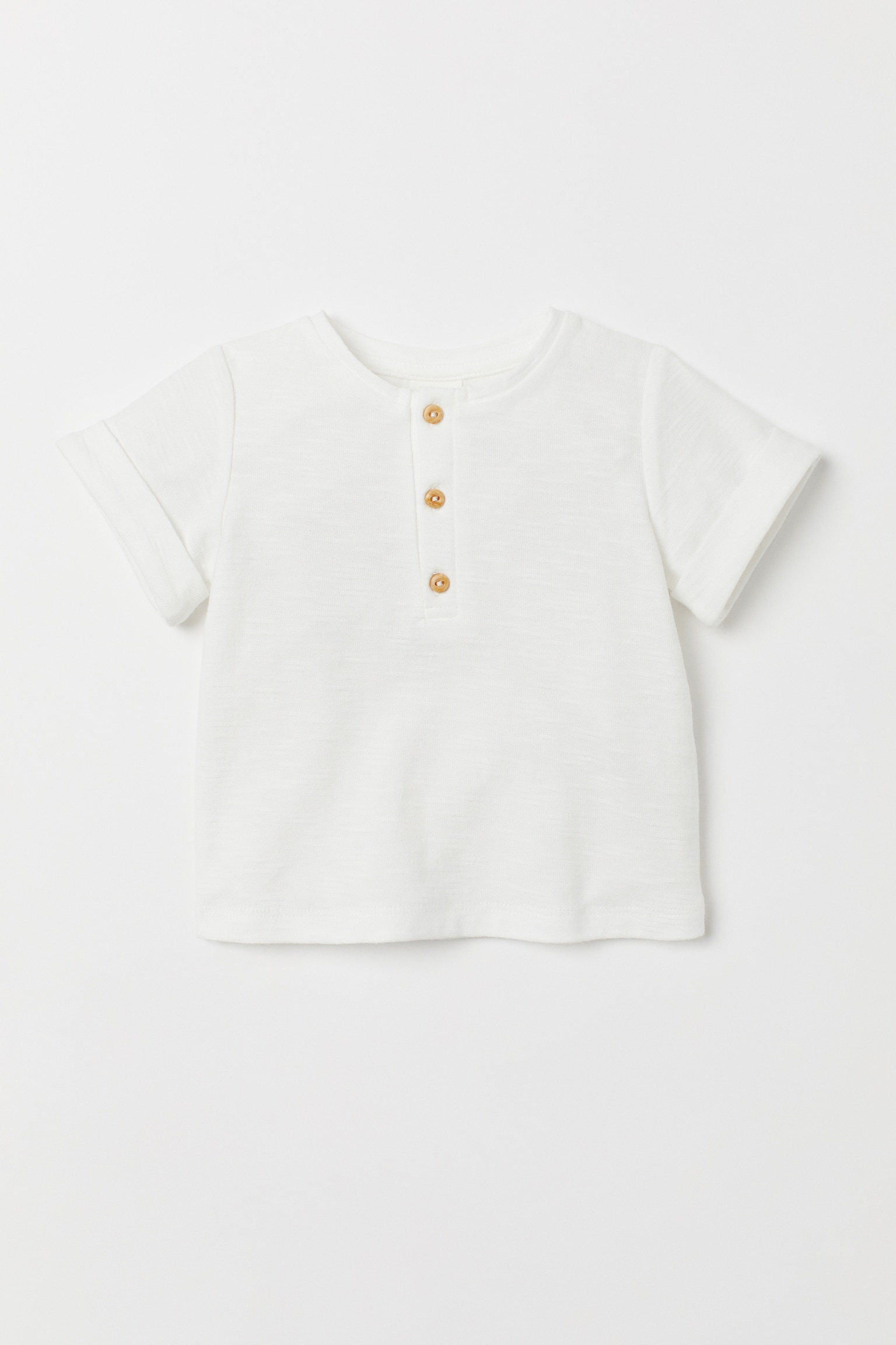 Button Detail Tee - White/Light dusky green/Light mole - 4