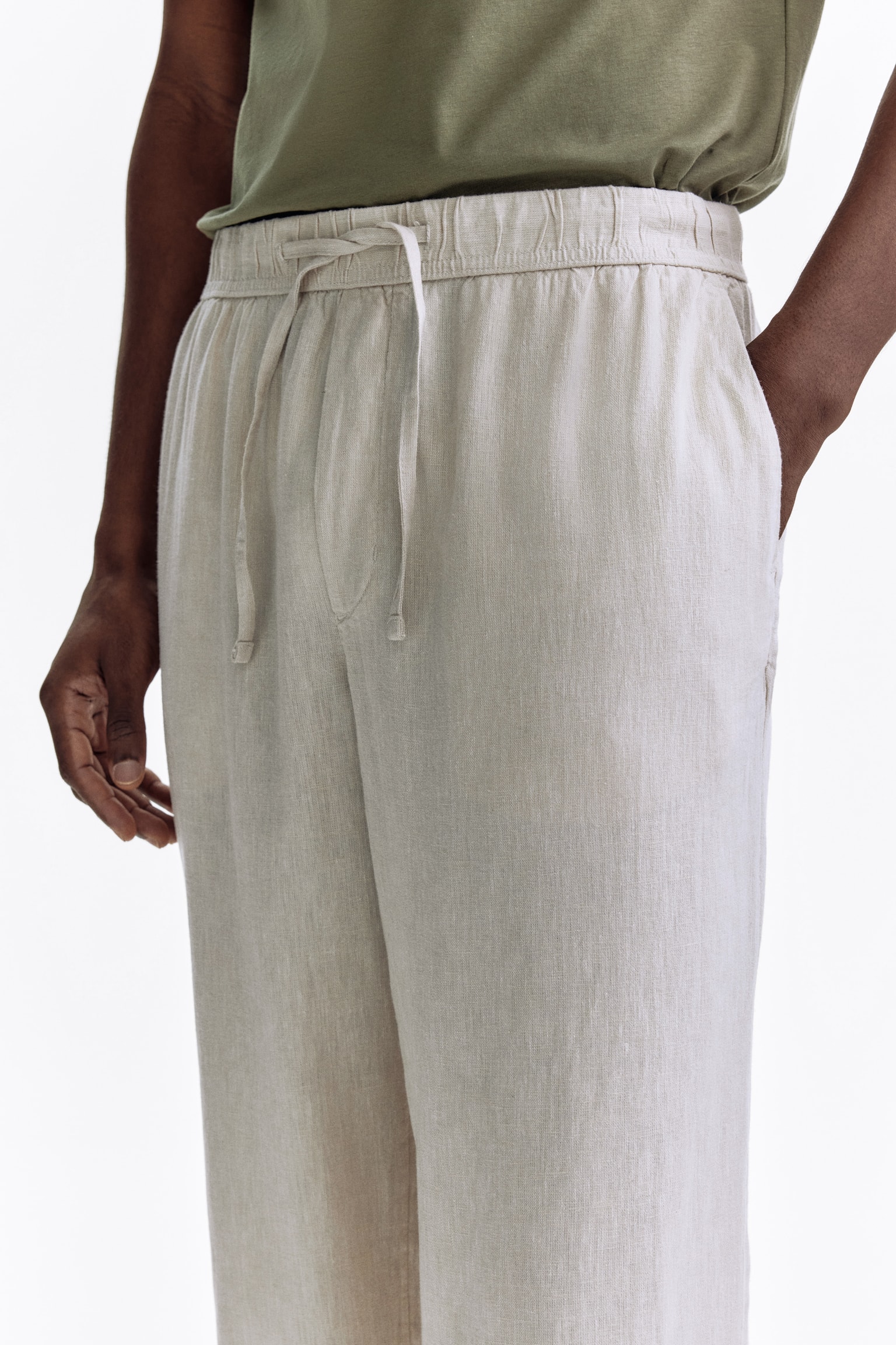 Pantalon Relaxed Fit en lin mélangé - Beige clair/Gris foncé/Blanc/Bleu marine - 7