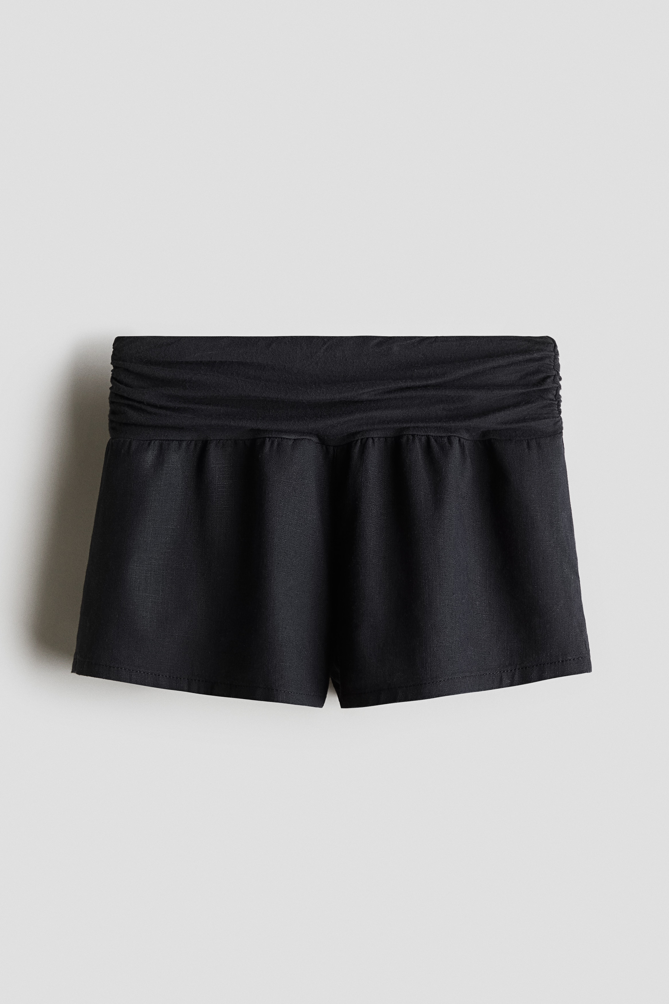 Къс панталон от ленена смес - Тъмносив/Бял