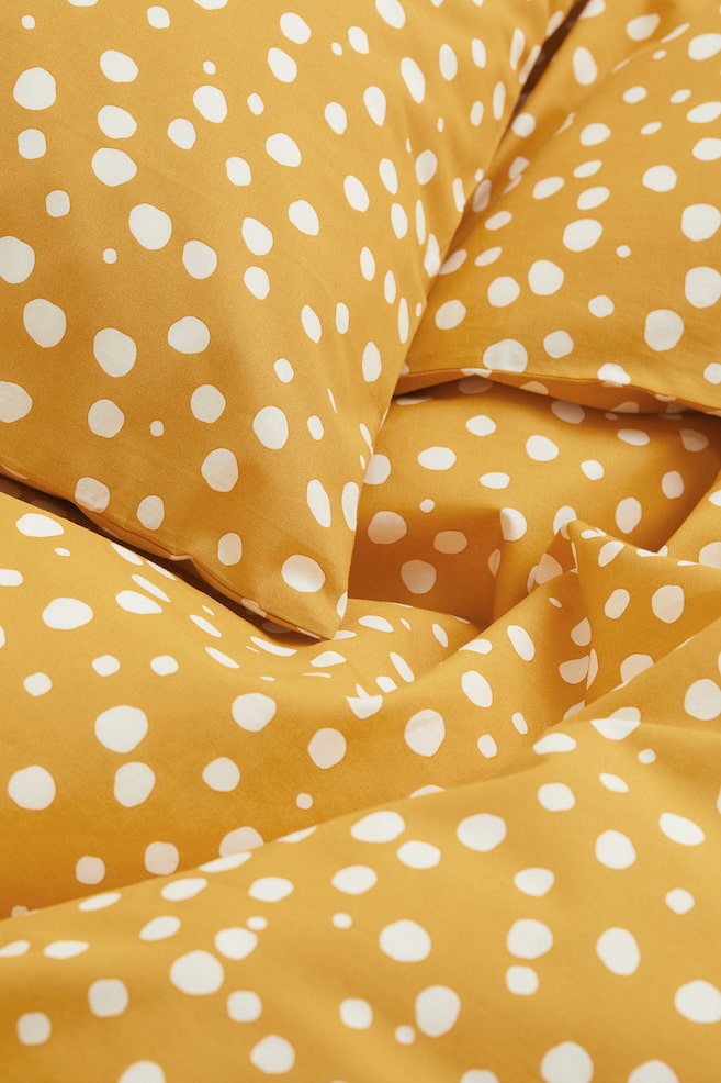 Patterned single duvet cover set - Yellow/Spotted/Light beige/Spotted - 2