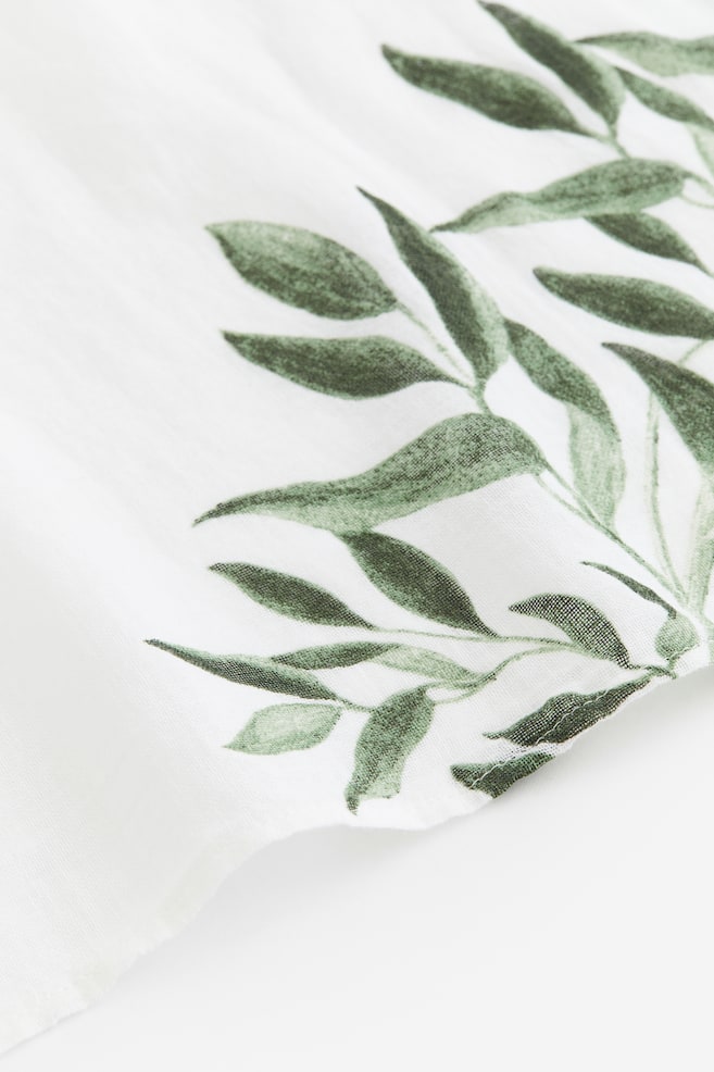 2-pack linen-blend curtain lengths - White/Leaves - 2
