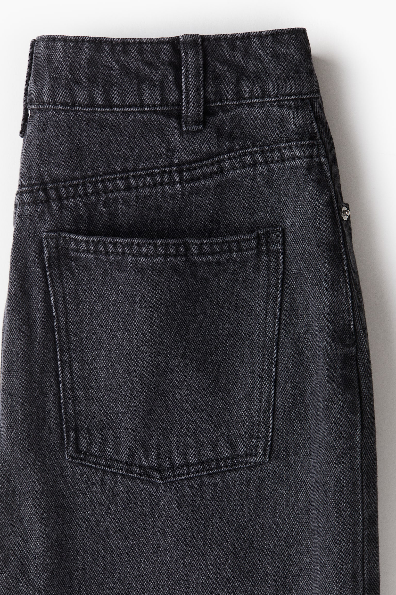 Knee-length denim skirt - Black/Dark denim blue - 4