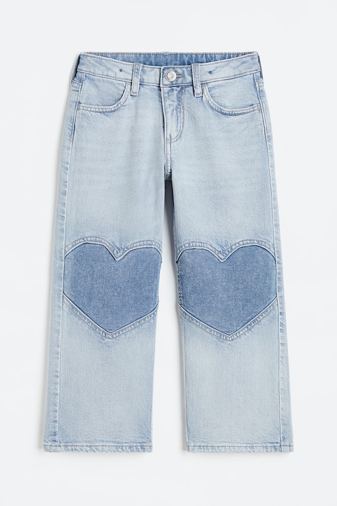 Wide Leg Jeans mit verstärkten Knien - Hellblau/Herz/Puderrosa/Denim blue/Butterfly