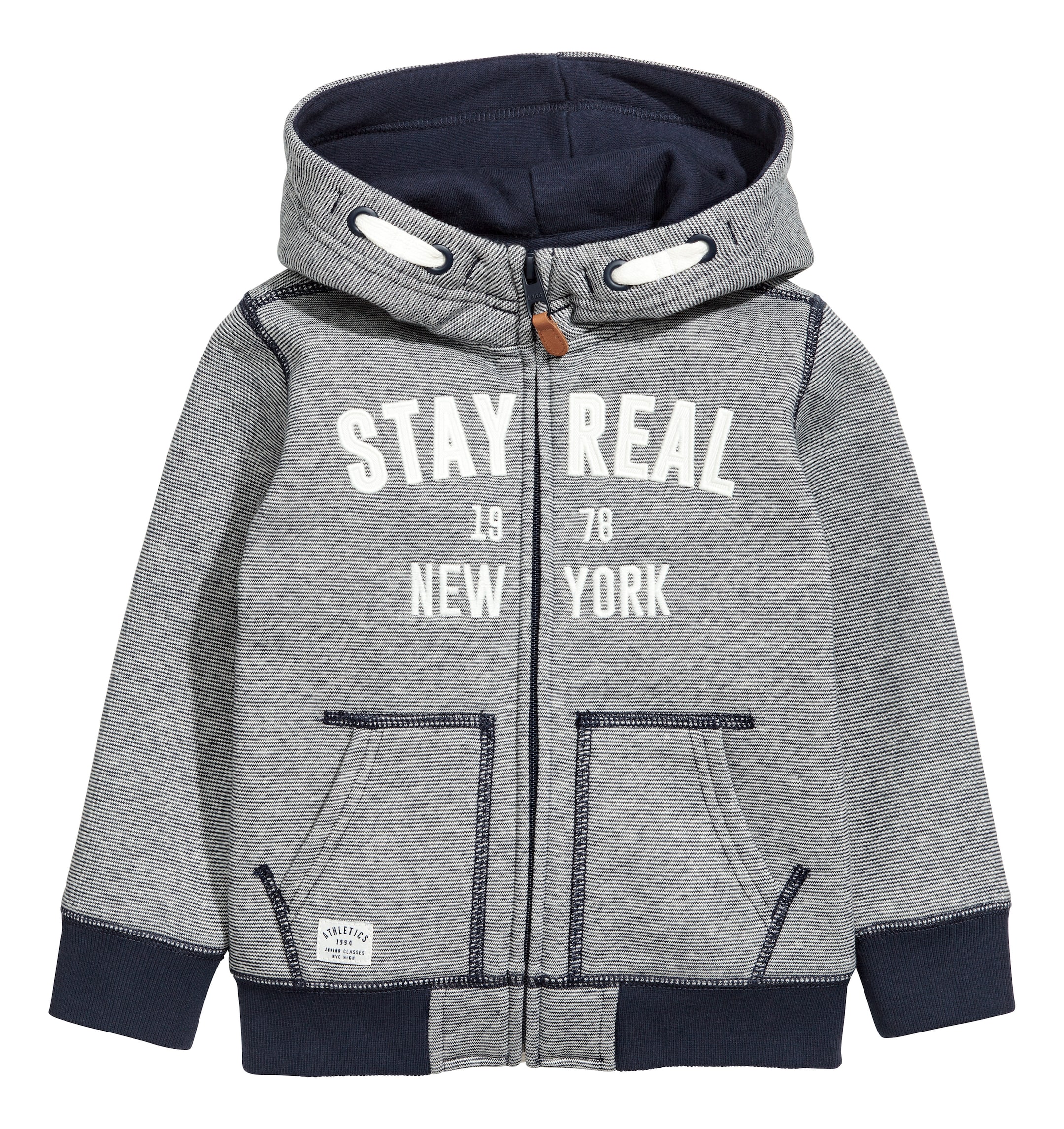 View larger image: Hooded jacket - Dark blue/Striped - Kids | H&M GB 1