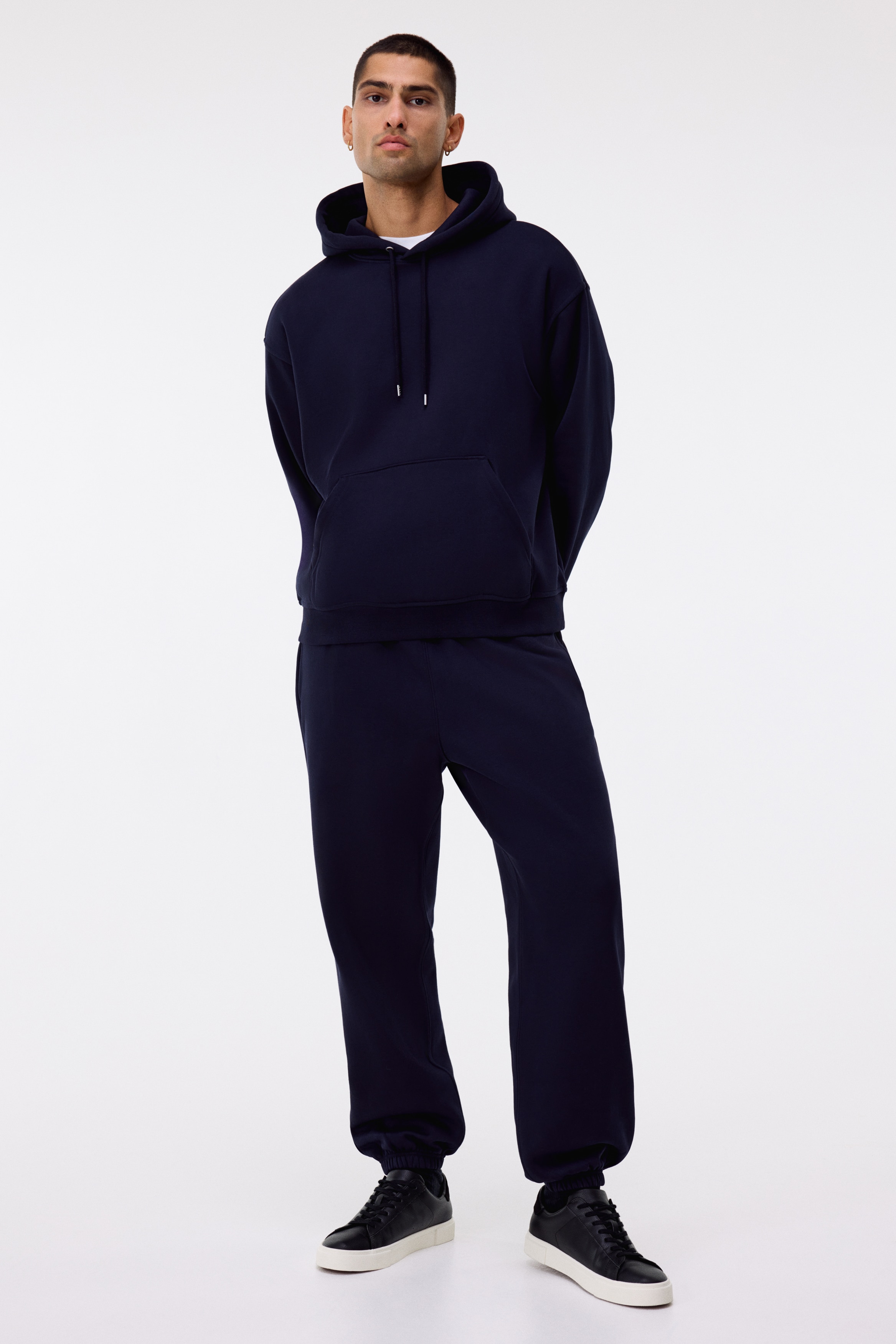 Men - Dark blue 2-piece Loose Fit hoodie and joggers set - Size: XS  - H&M