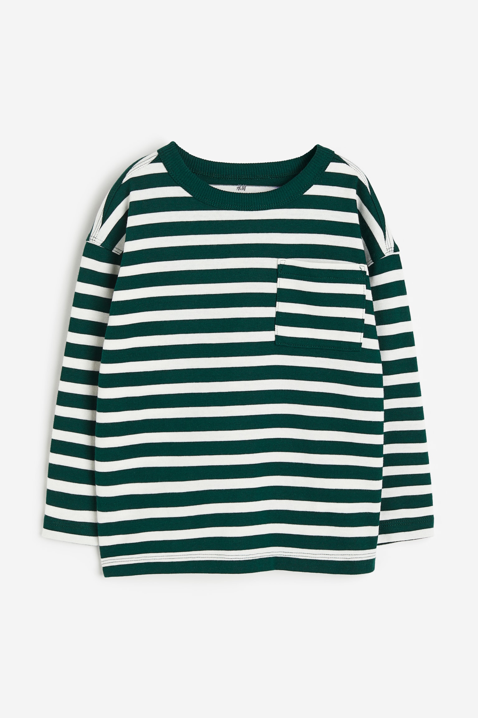 Long Sleeve Tee - Dark green/Stripe/White/Black stripe/Dark green/White stripe - 1