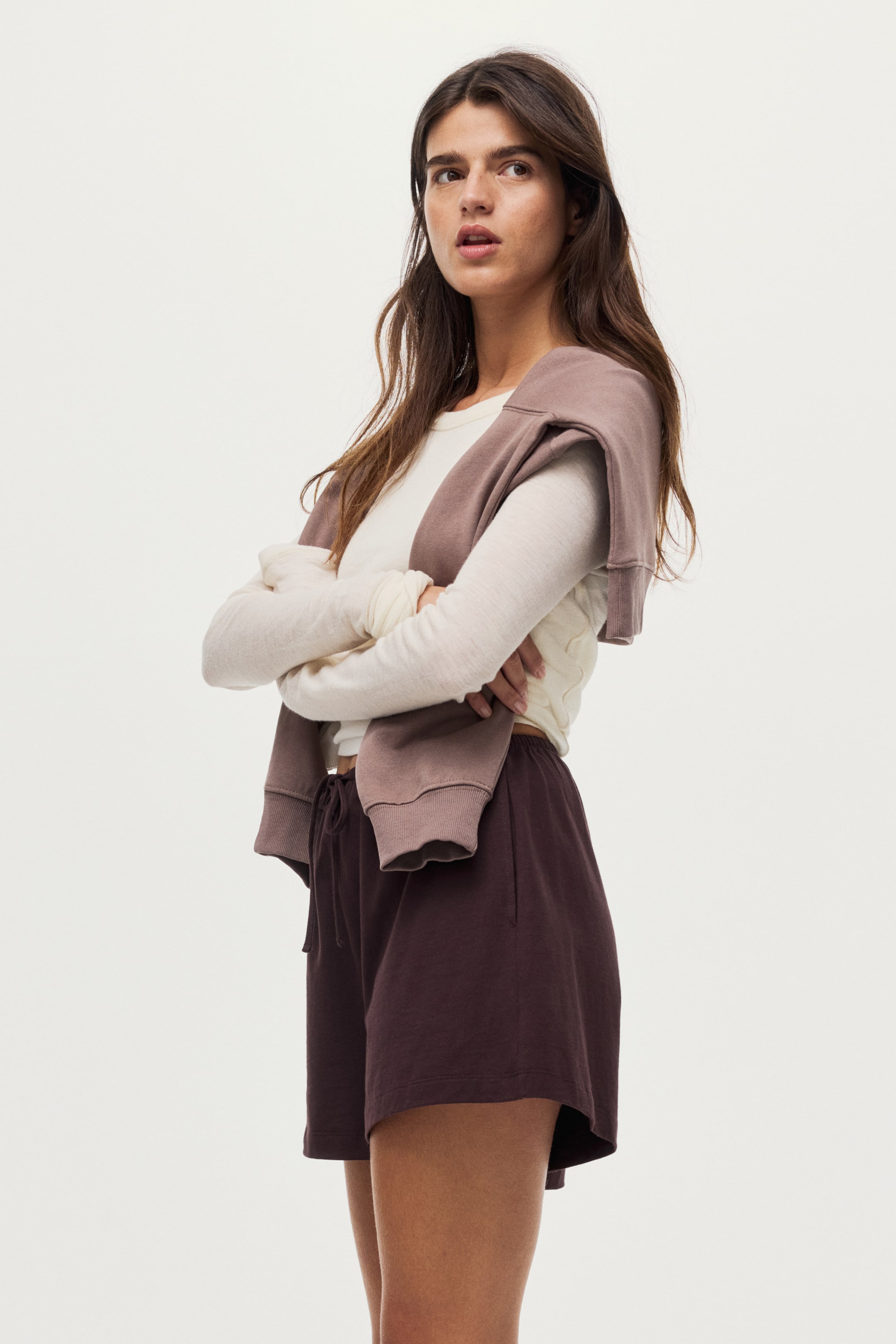 Ingrandisci l'immagine: Shorts in cotone con coulisse - Marrone scuro - DONNA | H&M CH 1