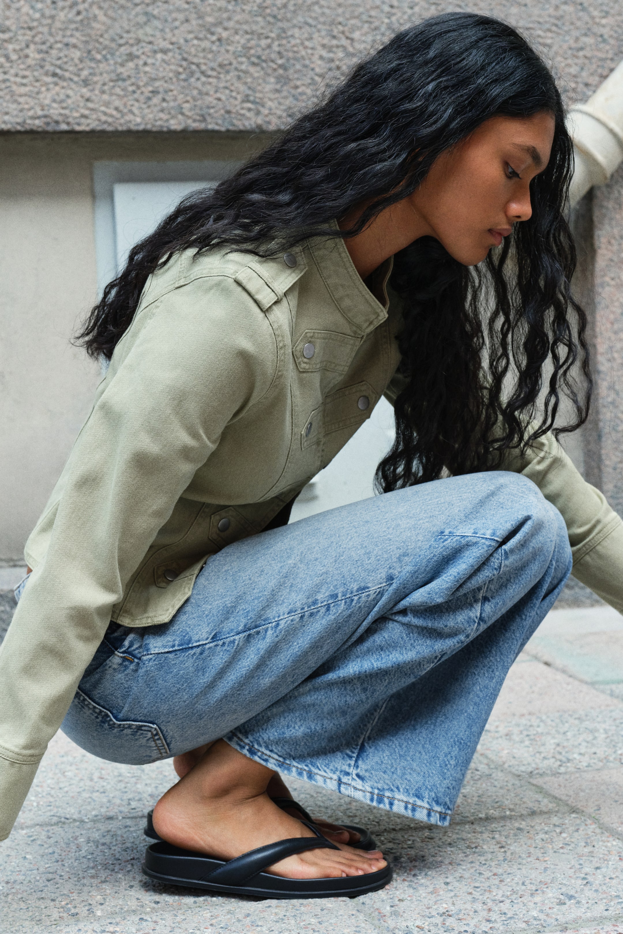 Wide-Leg Regular-Waist Jeans