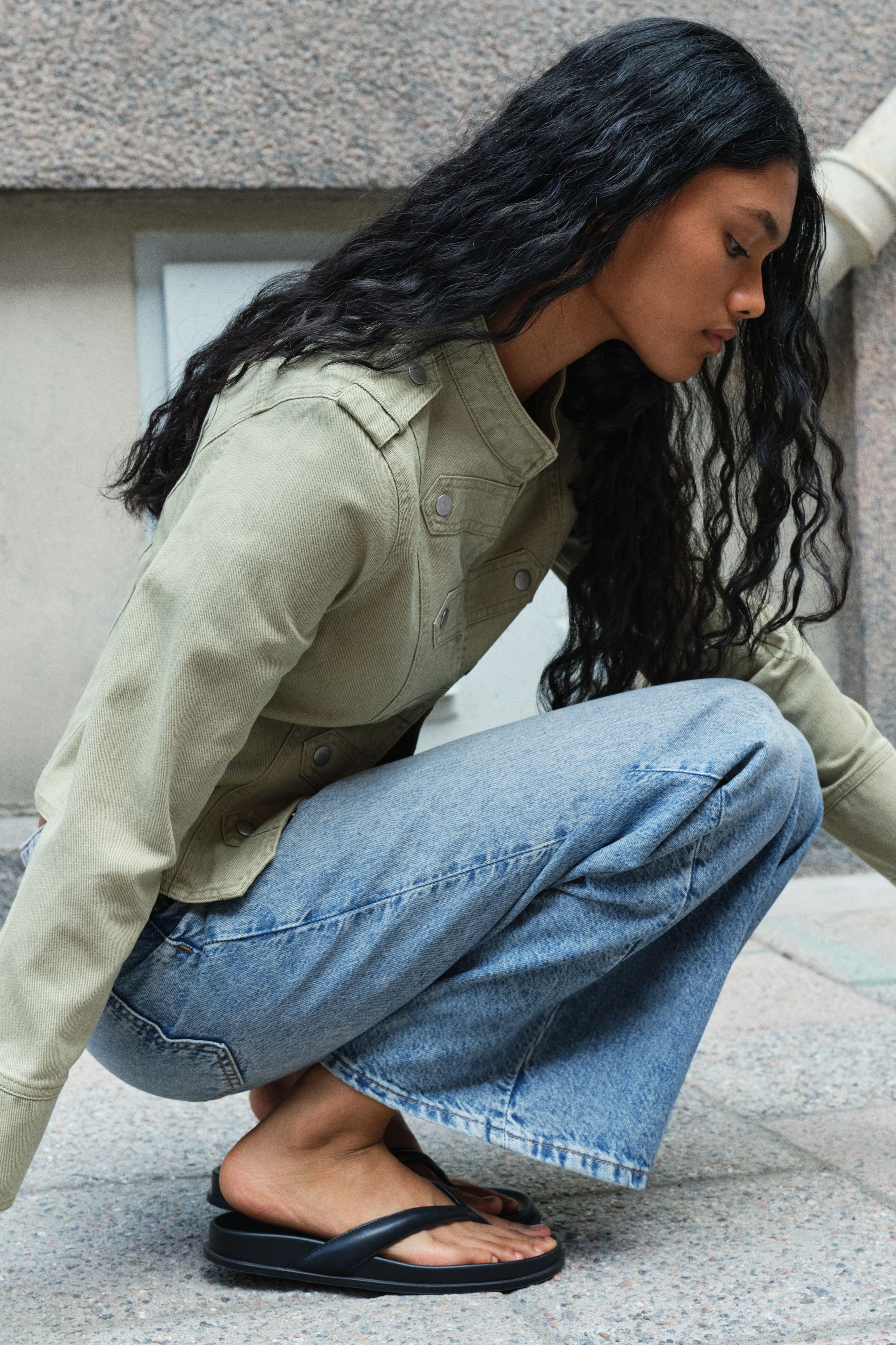 Wide-Leg Regular-Waist Jeans