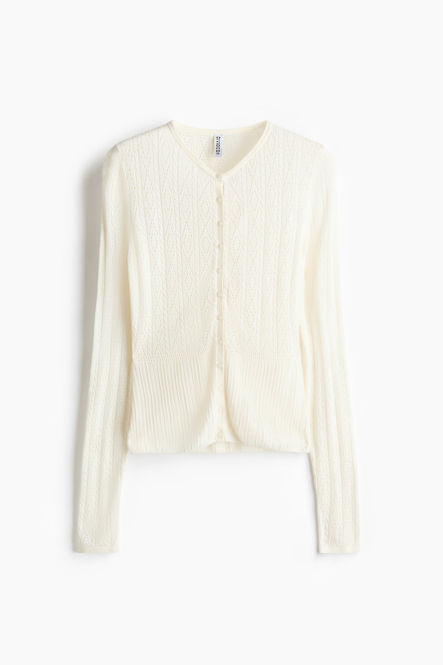 Pointelle-knit cardigan - White/Burgundy - 2