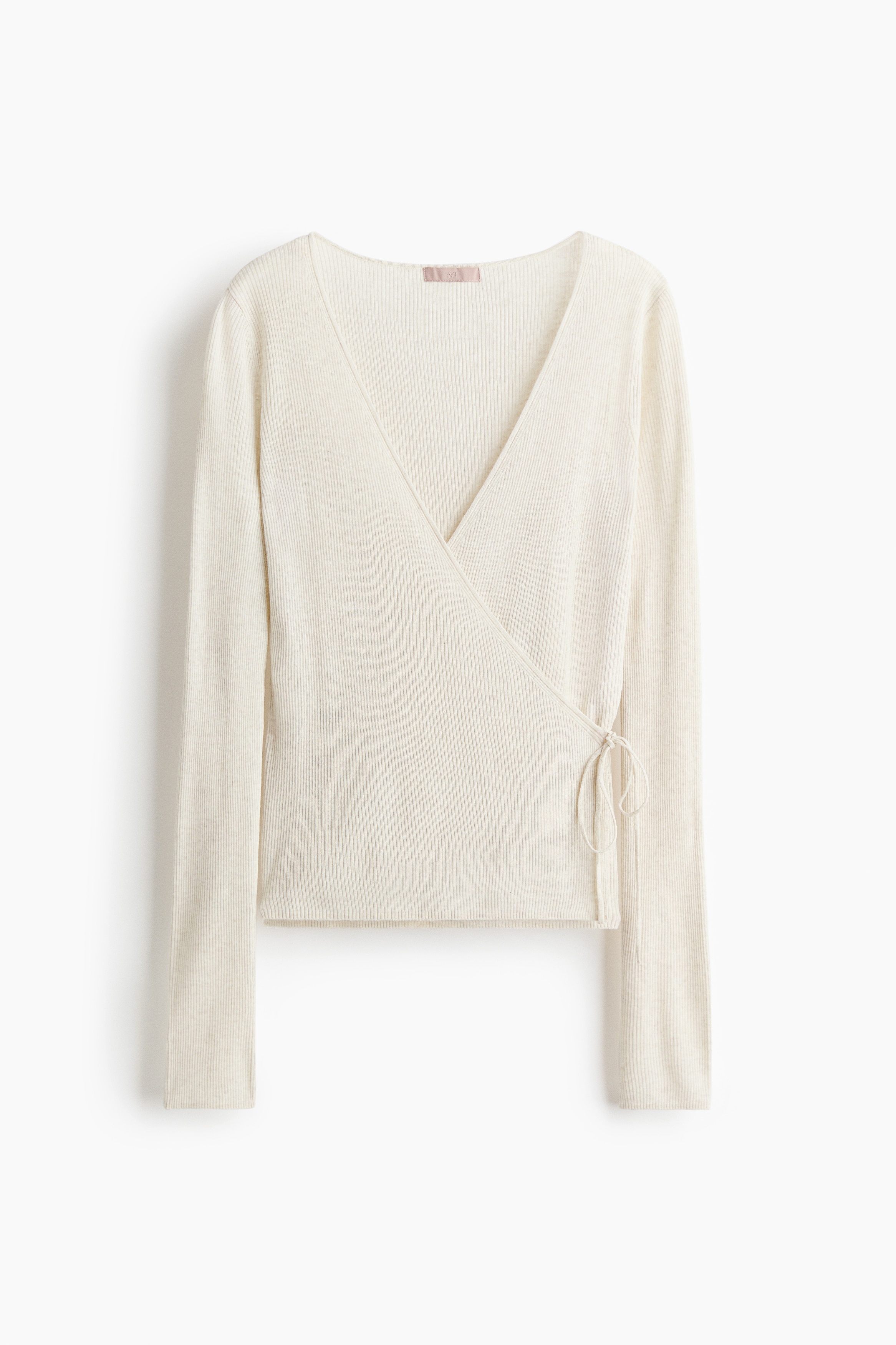 Rib Knit Wrap Cardigan - Cream marle/Dark brown