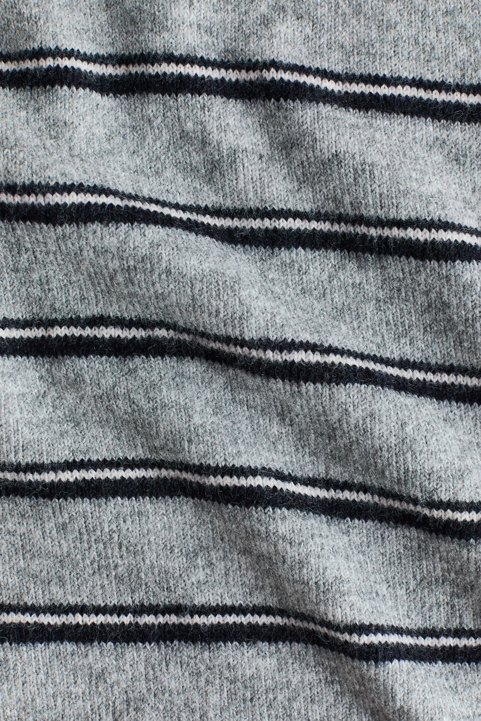 Женское поло H&M Oversized Fine-Knit Polo Shirt, цвет: Серый меланжевый / Полосатый — фото 6
