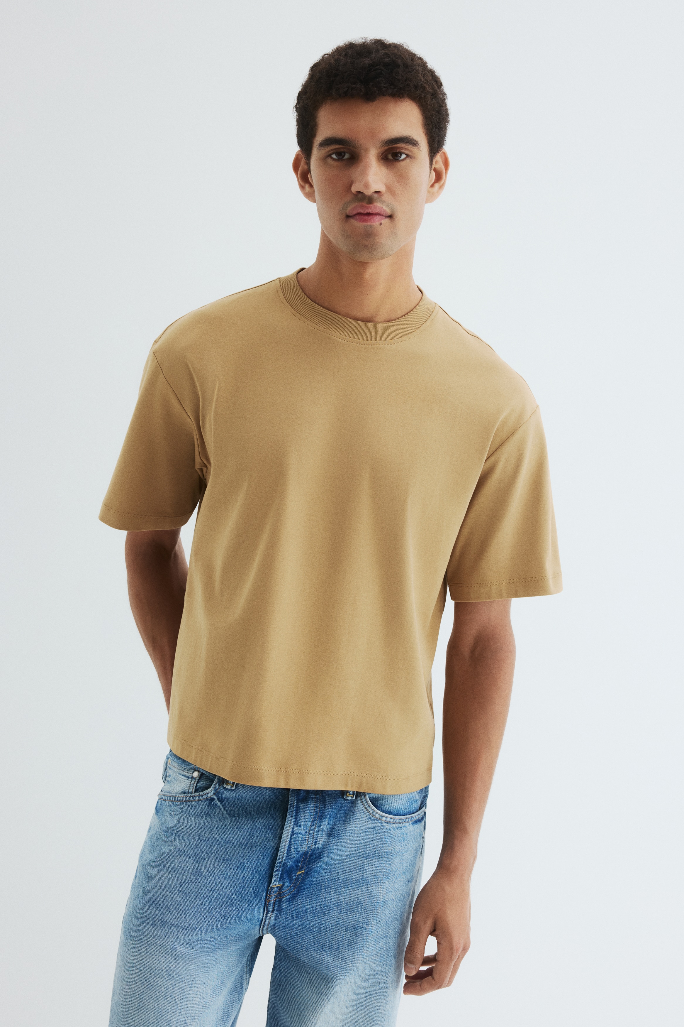 H & M - ルーズフィット ボクシースタイルTシャツ - ベージュ
