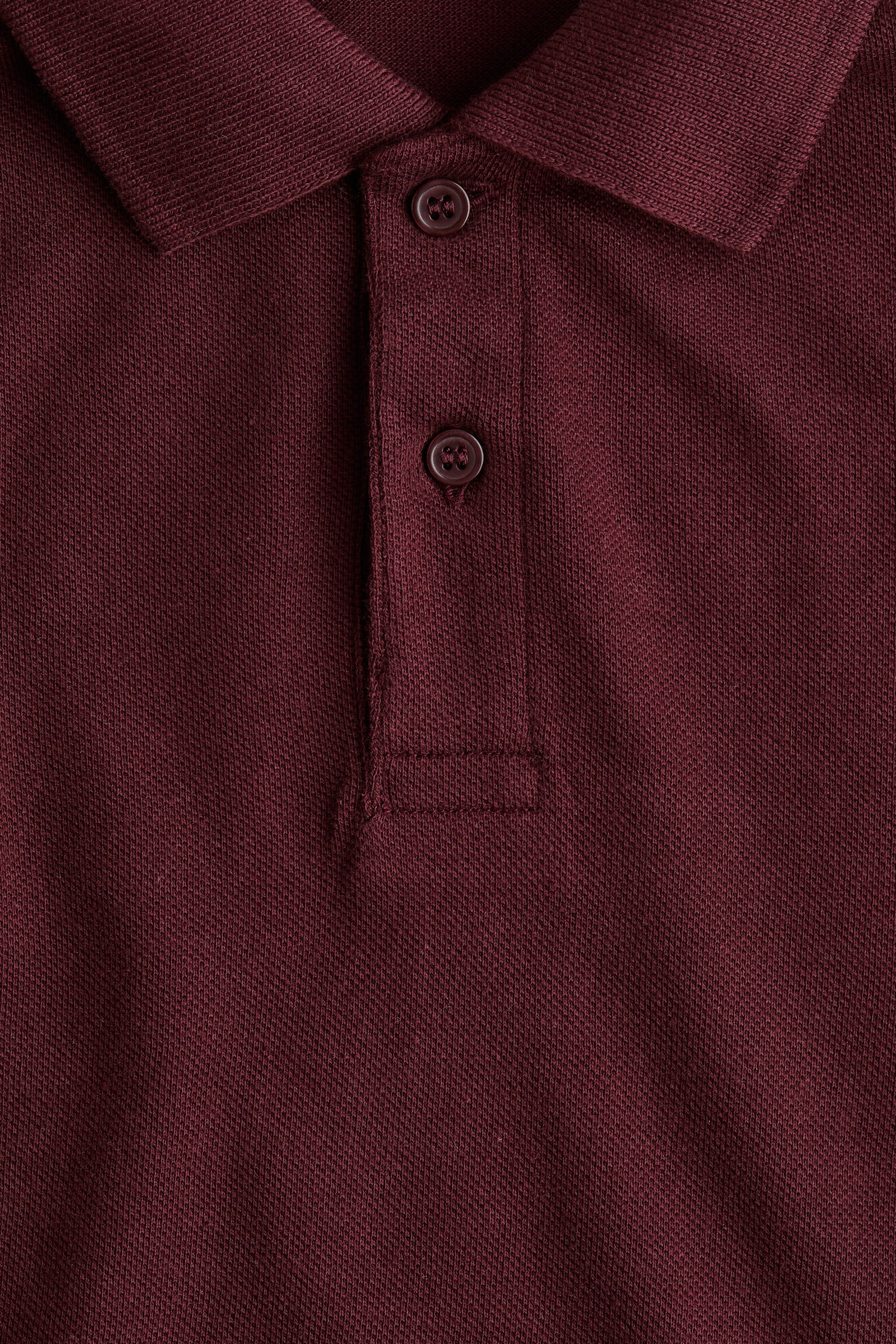 Long-sleeved cotton polo shirt - Dark red/Dark green/Grey marl/White/Navy blue - 2