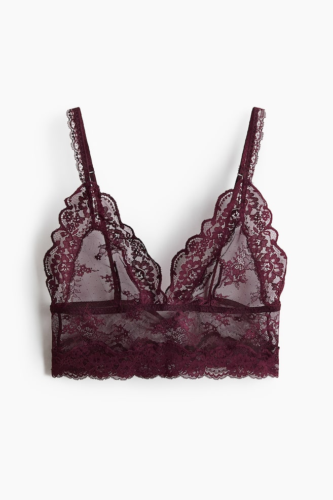 Bralette aus Spitze - Weinrot/Hellrosa - 1
