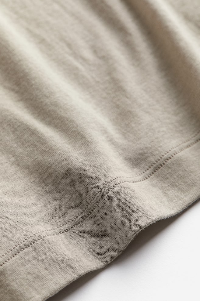 Pima cotton polo-neck top - Beige/Light grey - 5