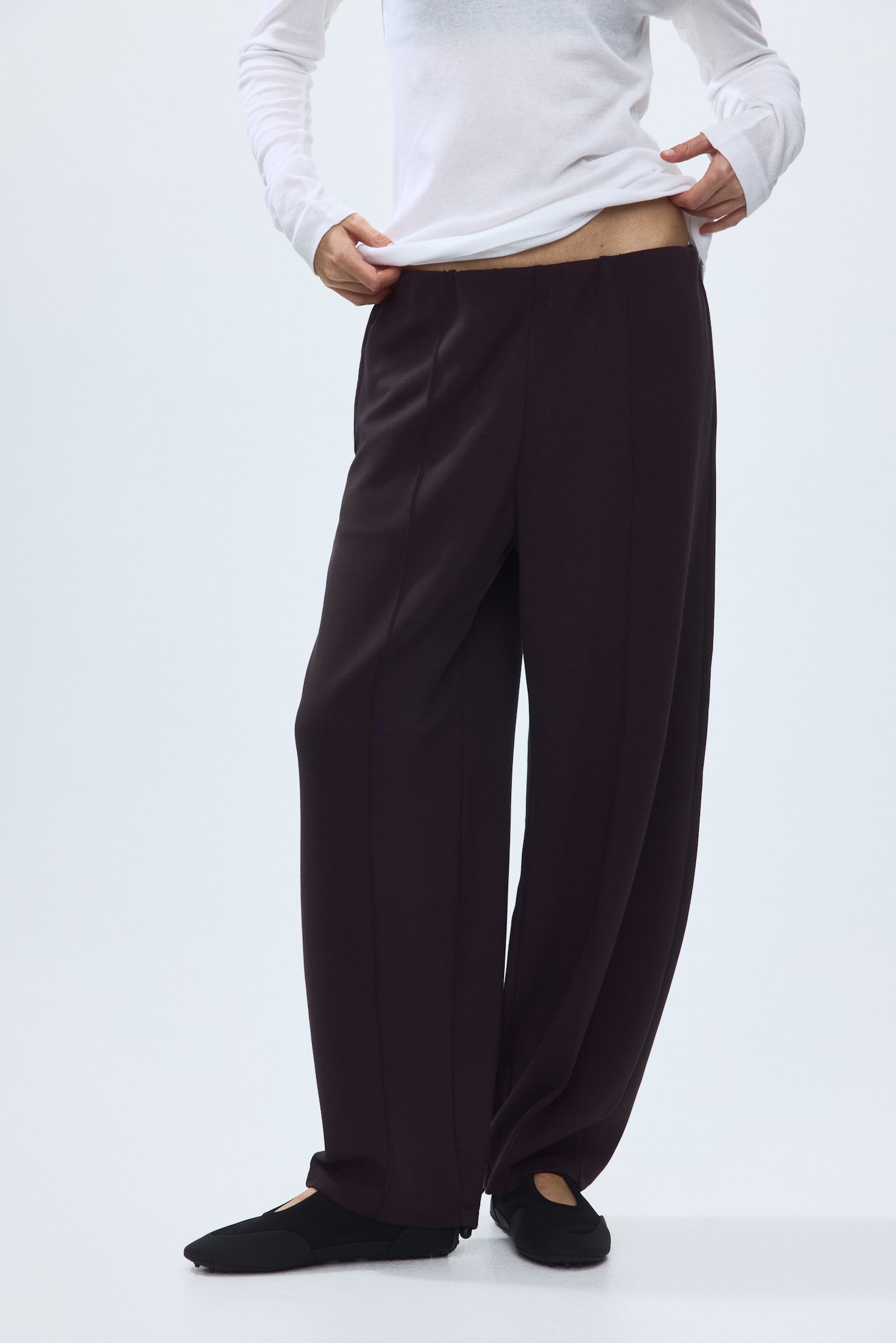 Женские брюки H&M Viscose-Blend Barrel-Leg, цвет: Тёмный коричневый — фото 3