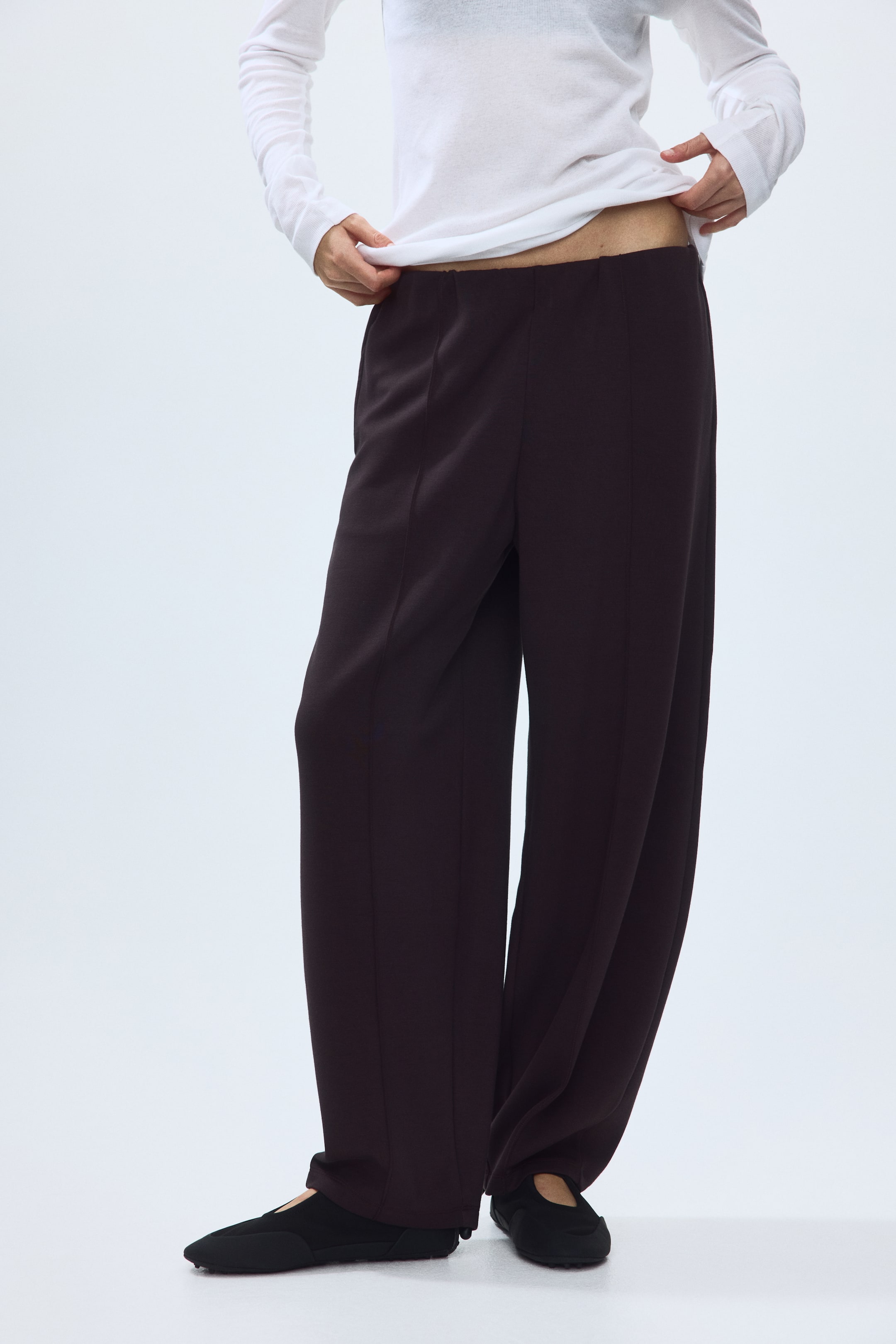 Viscose-Blend Barrel-Leg Pants