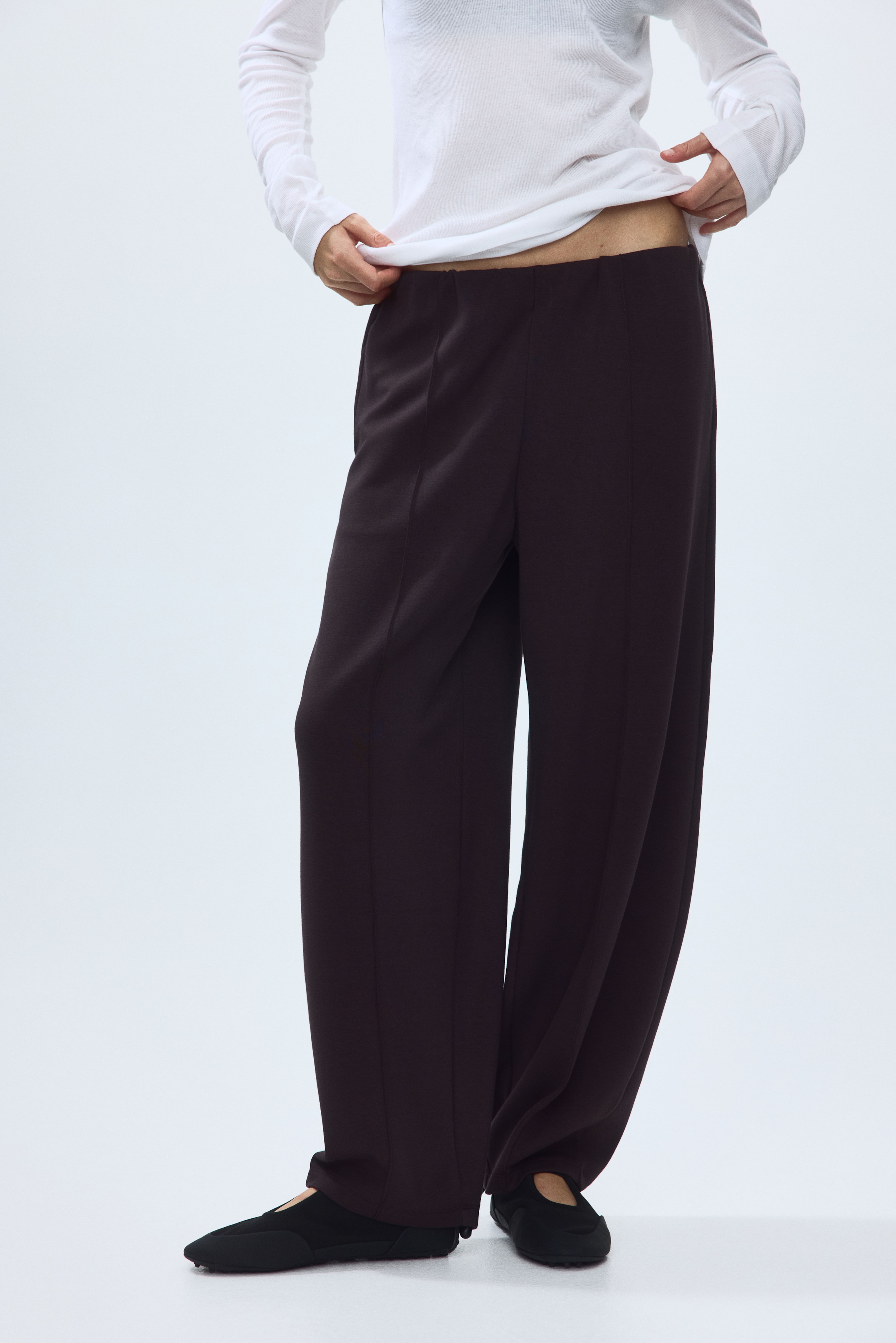 Viscose-Blend Barrel-Leg Pants