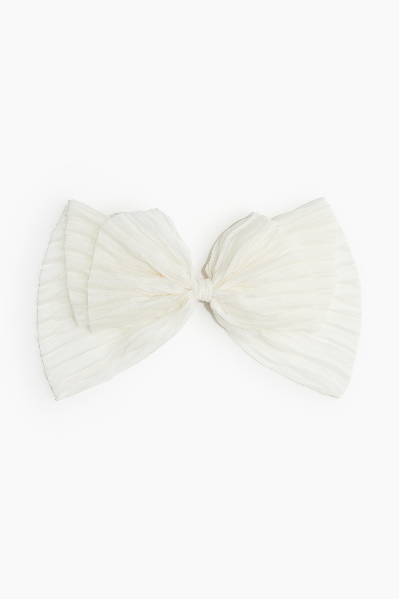 Pleated bow hair clip - Cream - 1