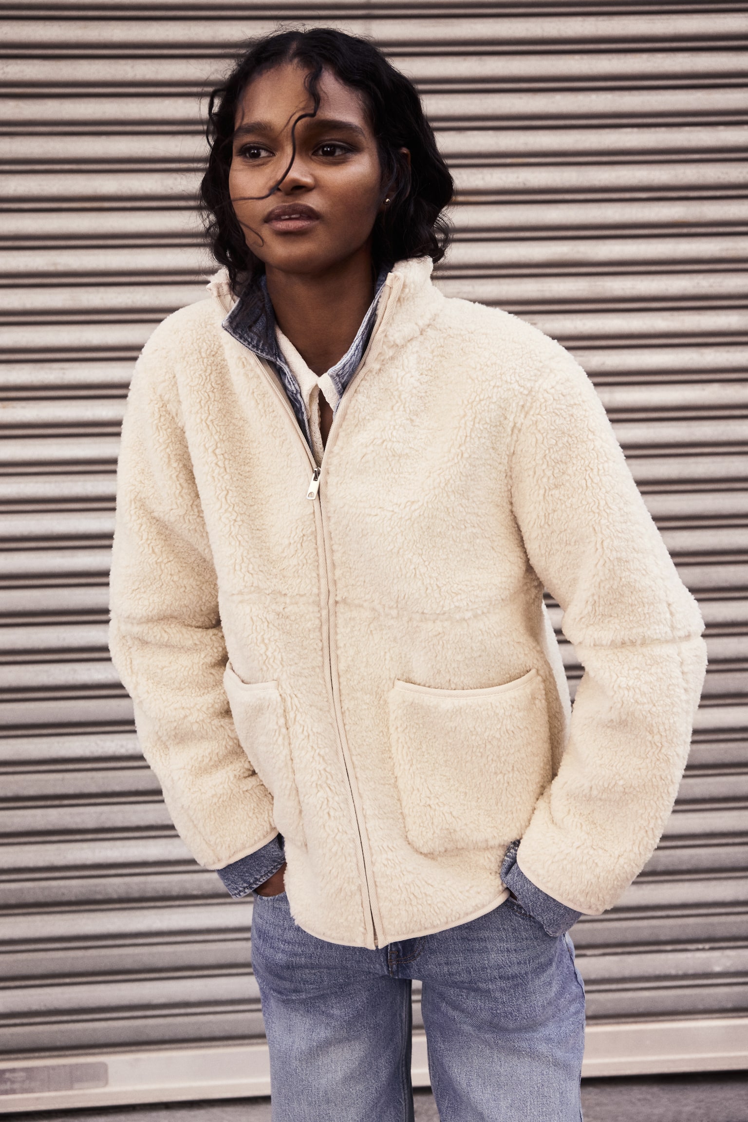 Teddy jacket - Light beige/Dark brown - 5