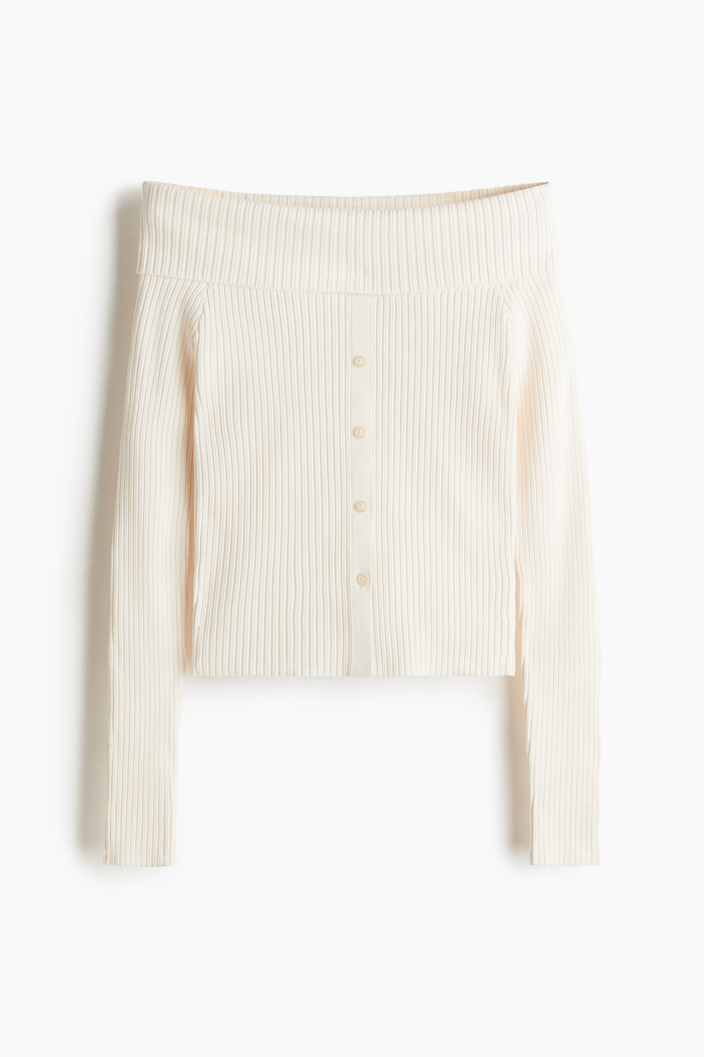 H & M - オフショルダー リブトップス - ホワイト