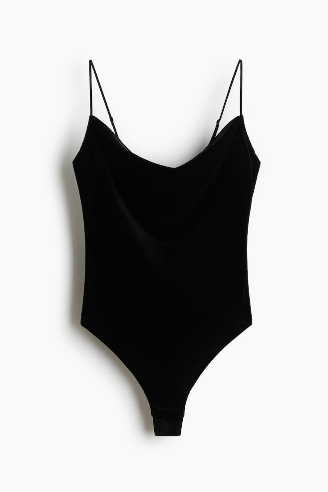 Body string en velours maille - Noir - 1