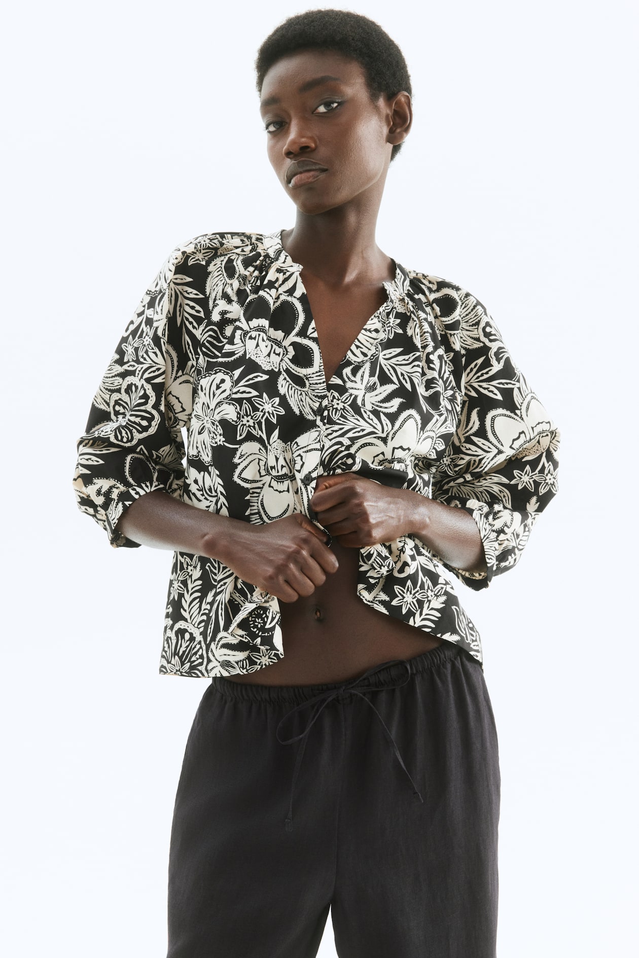 Balloon-Sleeved Poplin Blouse - image 3