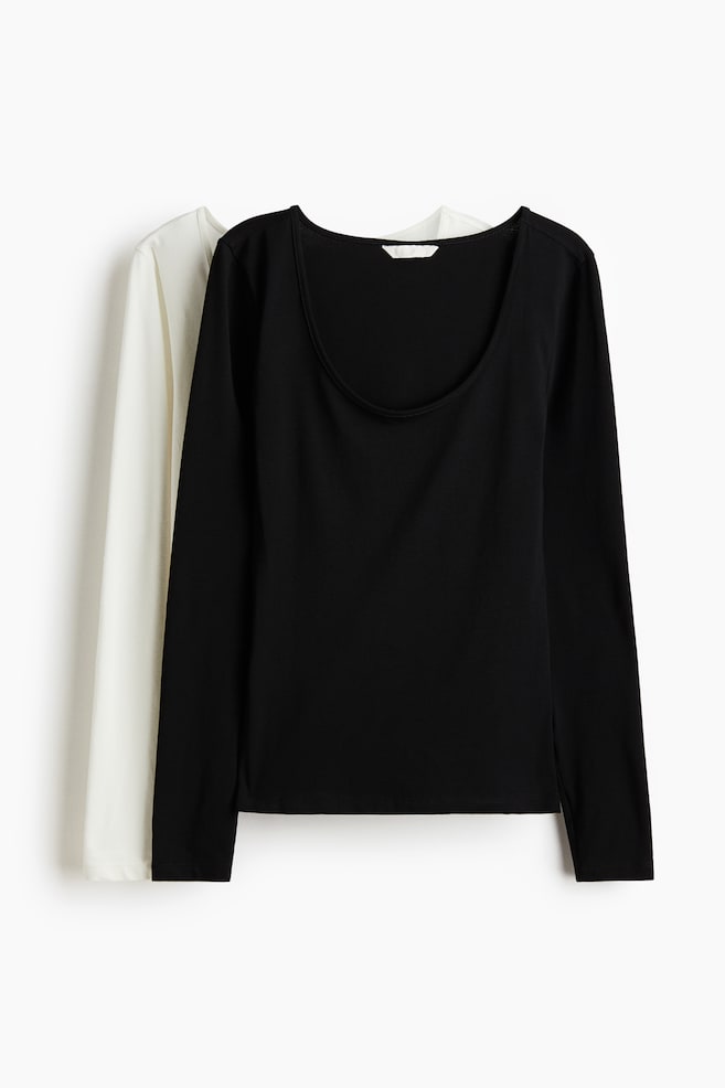 2-pack Tops de punto - Blanco/Negro - 1