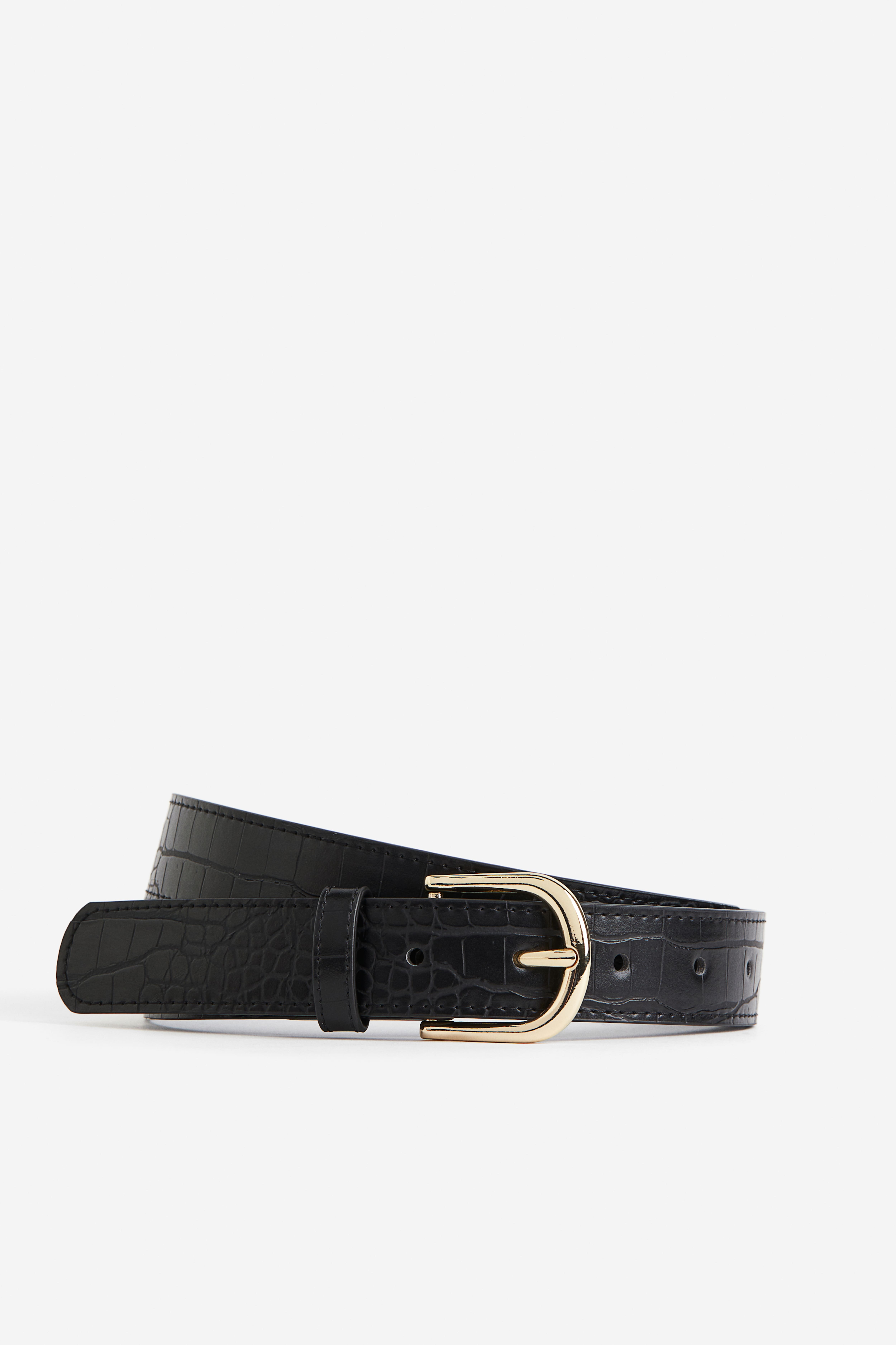 Ceinture Noir motif croco FEMME H M BE