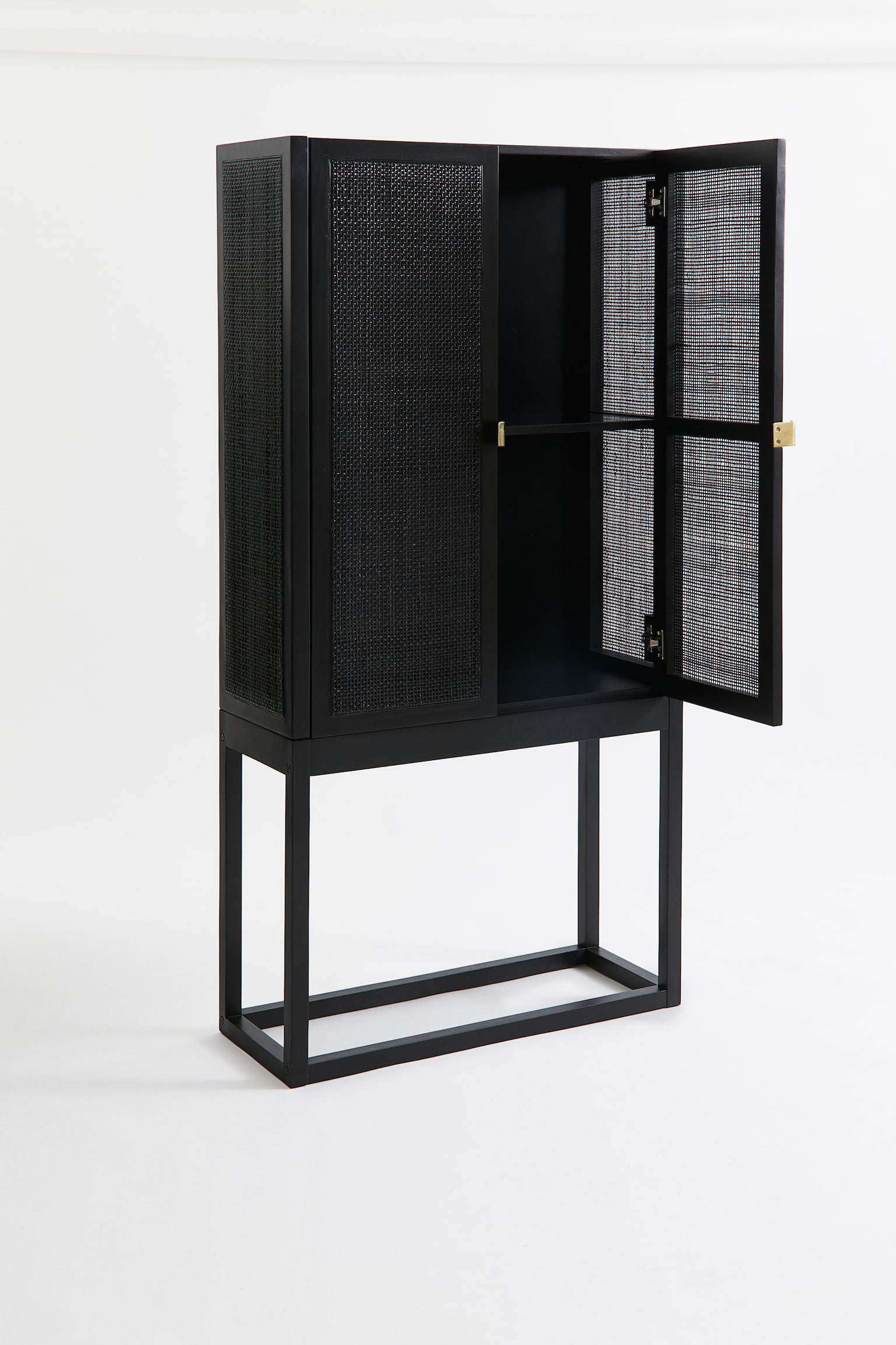 Rattan cabinet - Black/Beige - 4