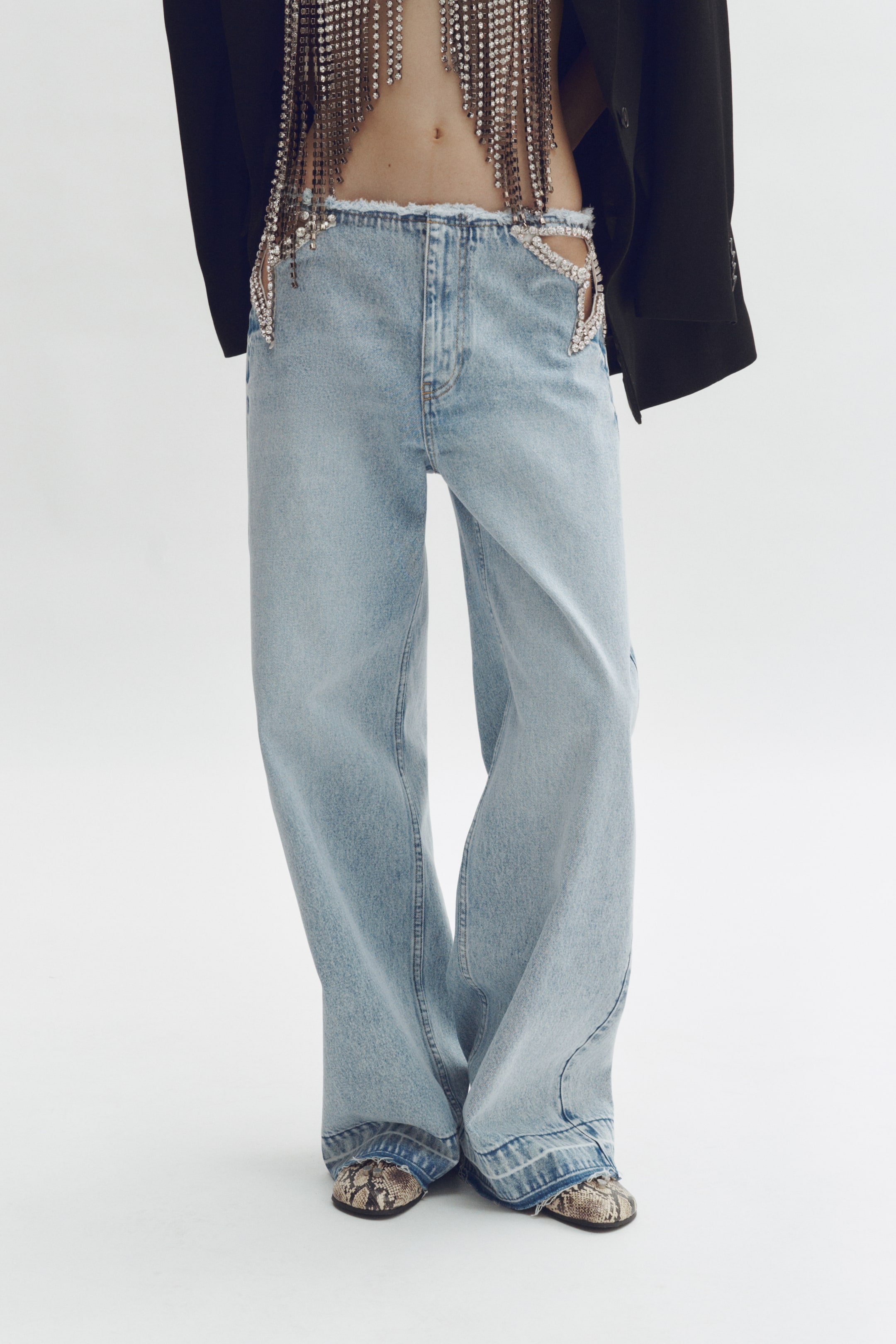 View larger image: Crystal-star straight-leg jeans - Light denim blue - Ladies | H&M 3