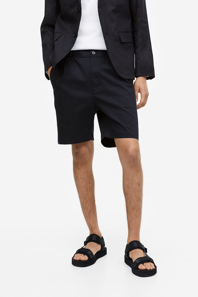 Shorts in cotone Regular Fit - Nero/Bianco - 5