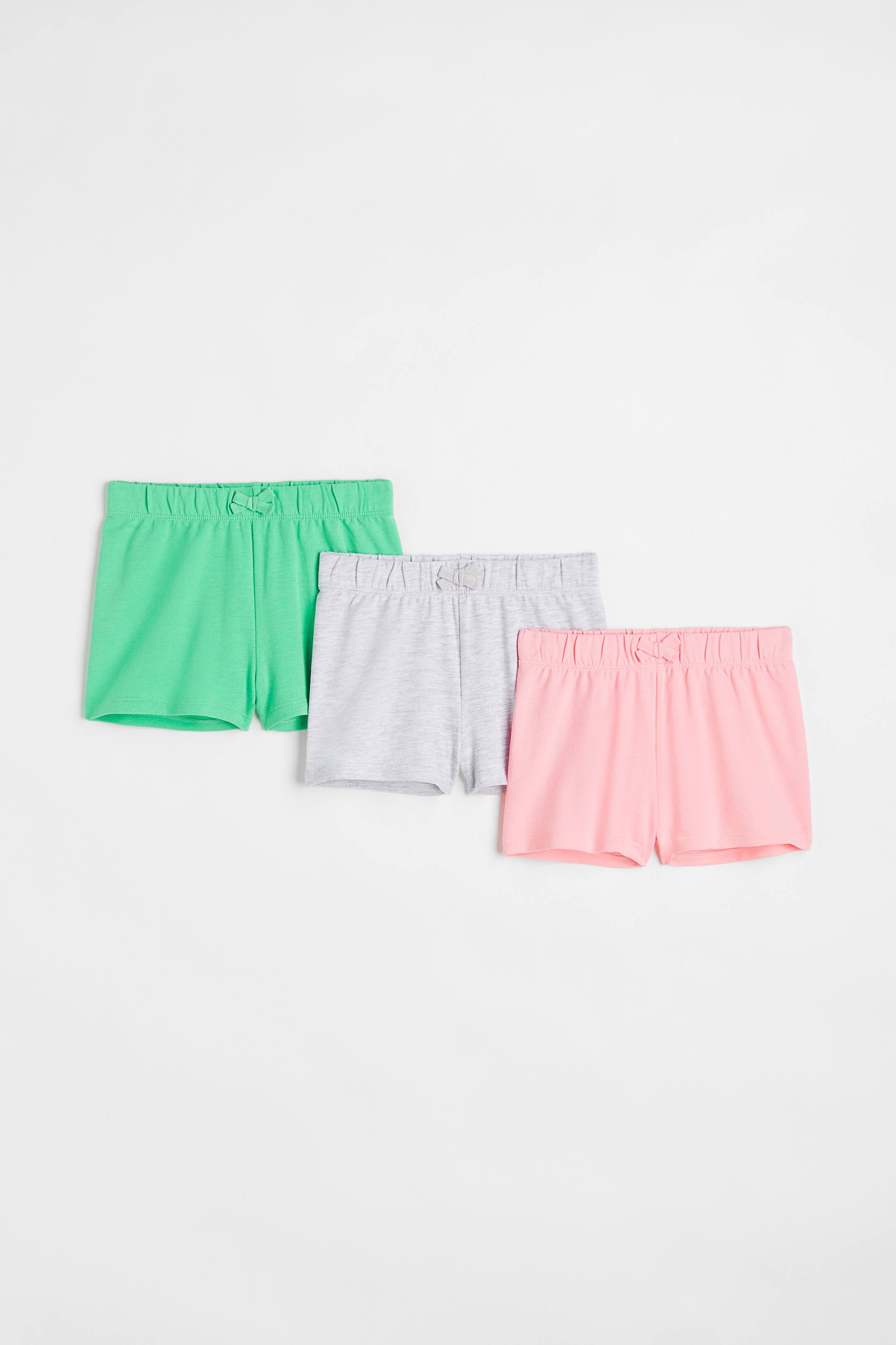 View larger image: 3-pack cotton shorts - Green/Pink/Light grey marl - Kids | H&M IN 1