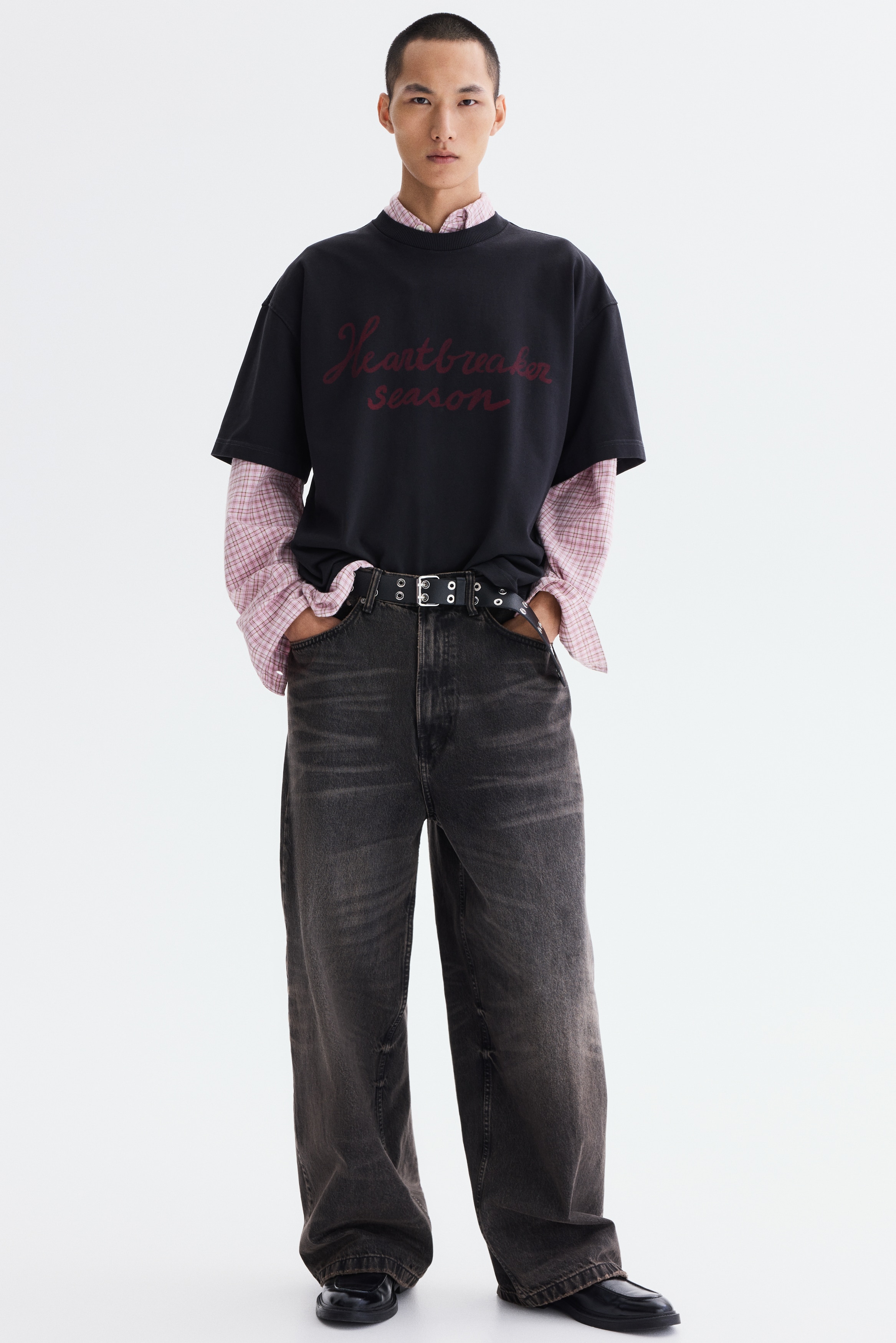 Men's Pink/Just Love Oversized Heat Reactive Printed T-Shirt | H&M US