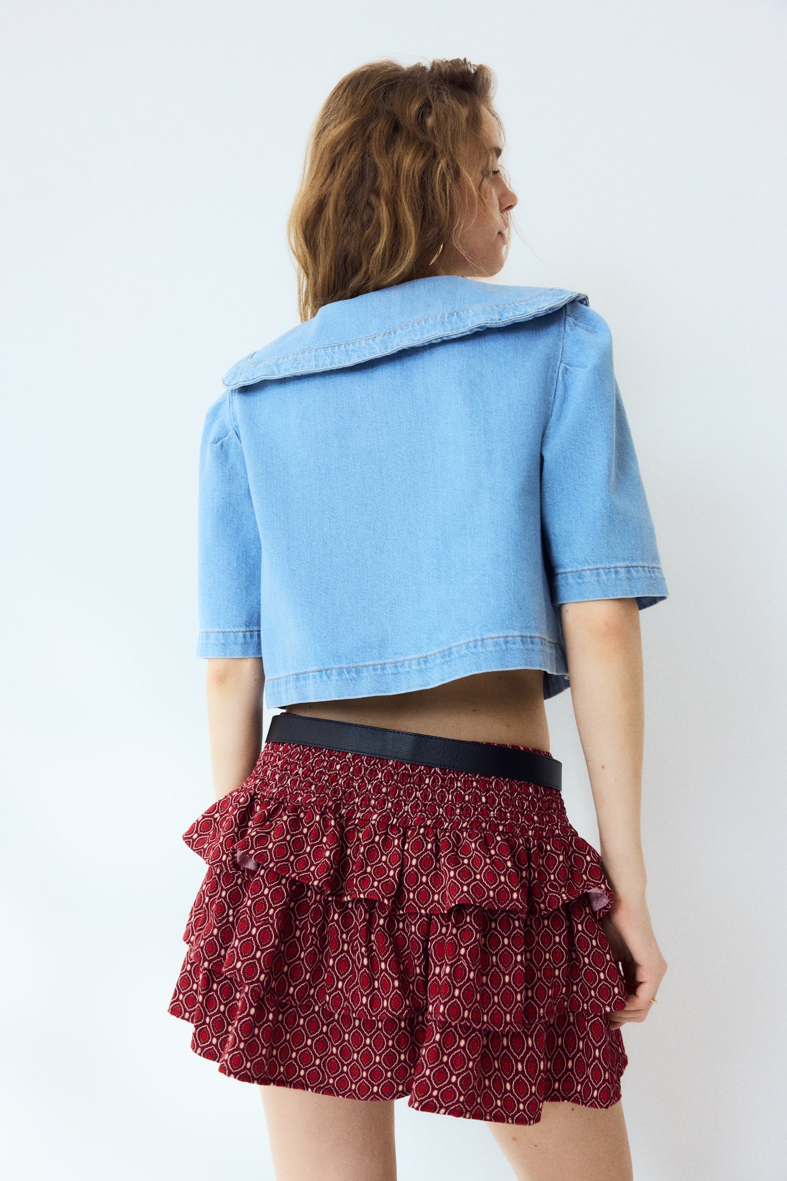 Tiered skort - Burgundy/Patterned/Washed black - 5