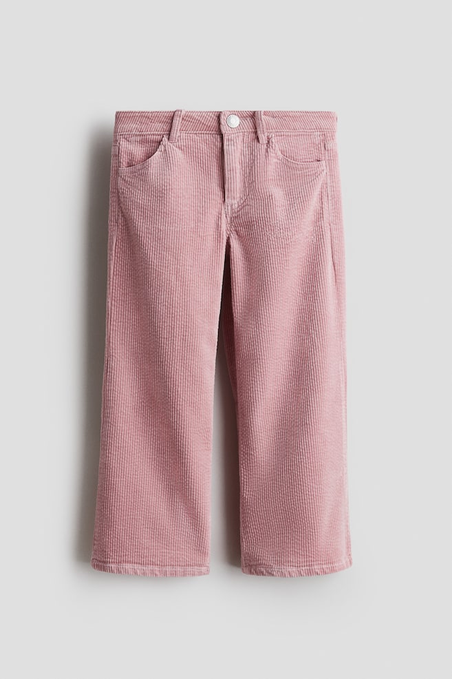 Pantalón ancho en pana de algodón - Rosa - 1
