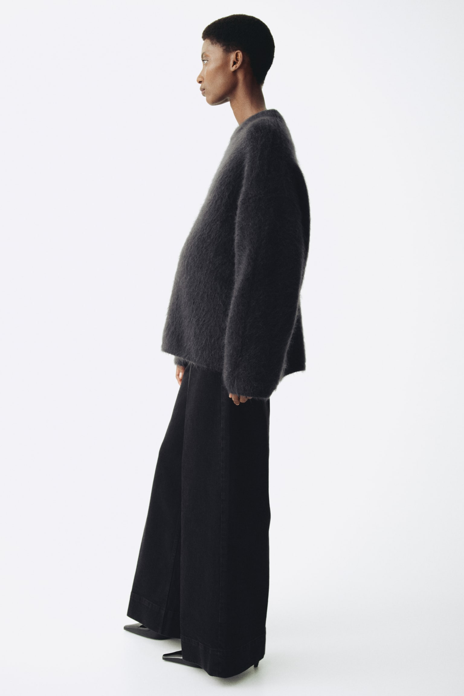 MAMA Wide Jeans - שחור - 5