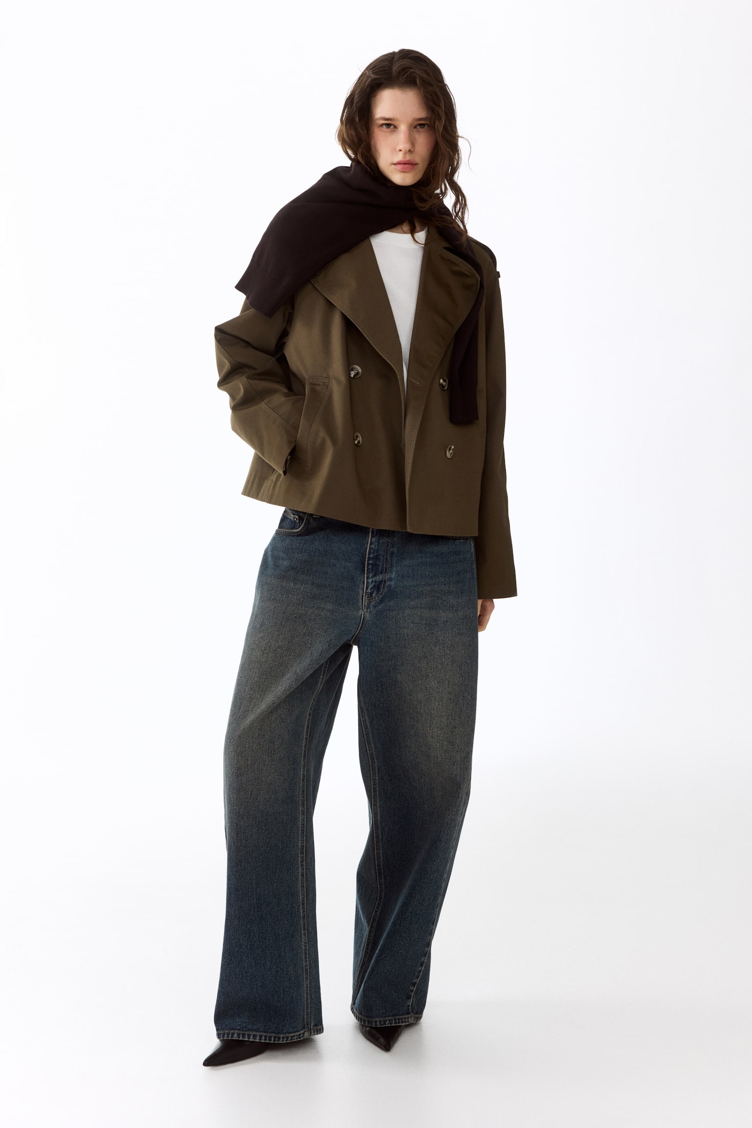 Short trench coat - Dark khaki green/Beige - 5