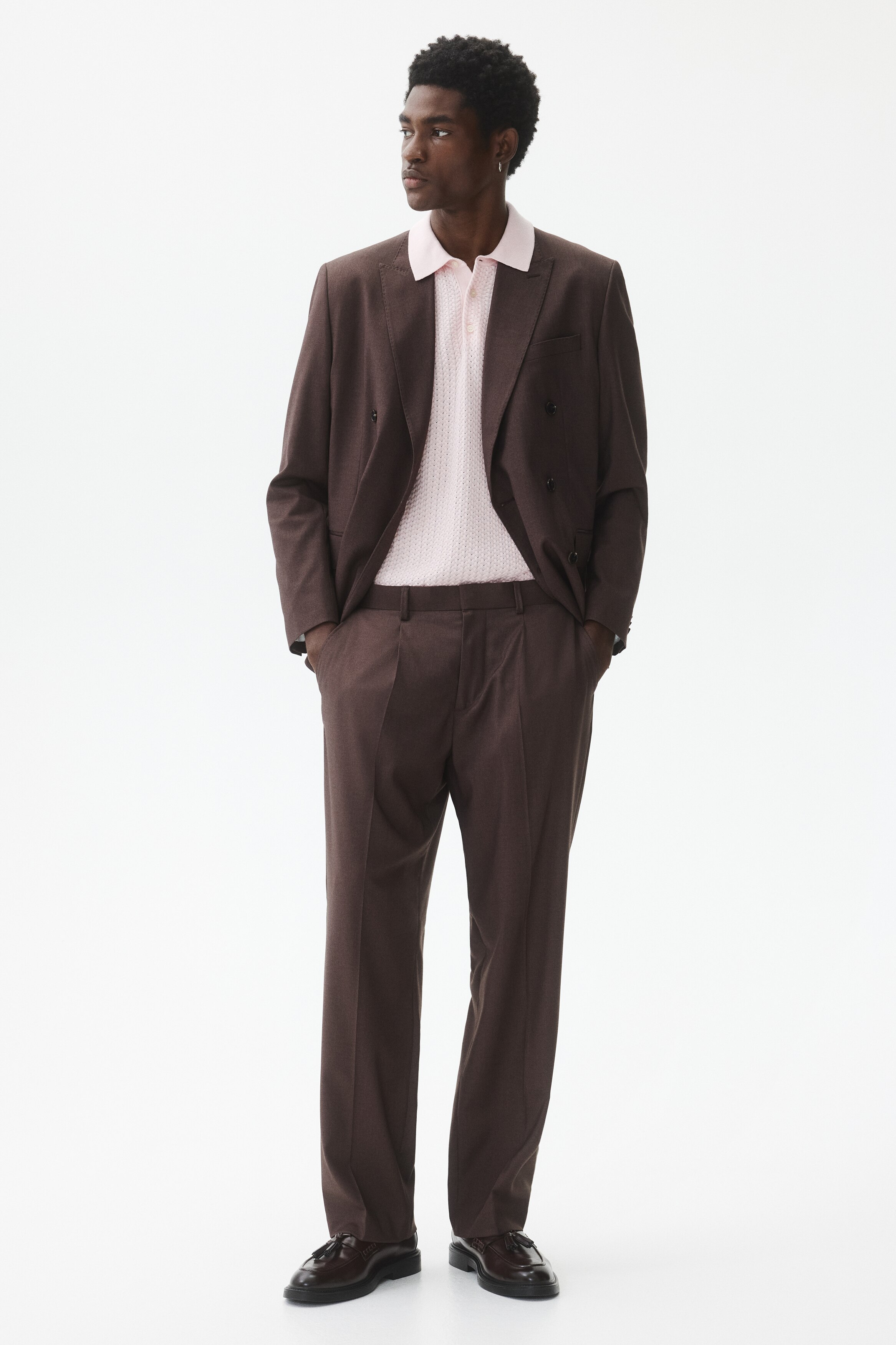 Slim Fit Cable-knit polo shirt