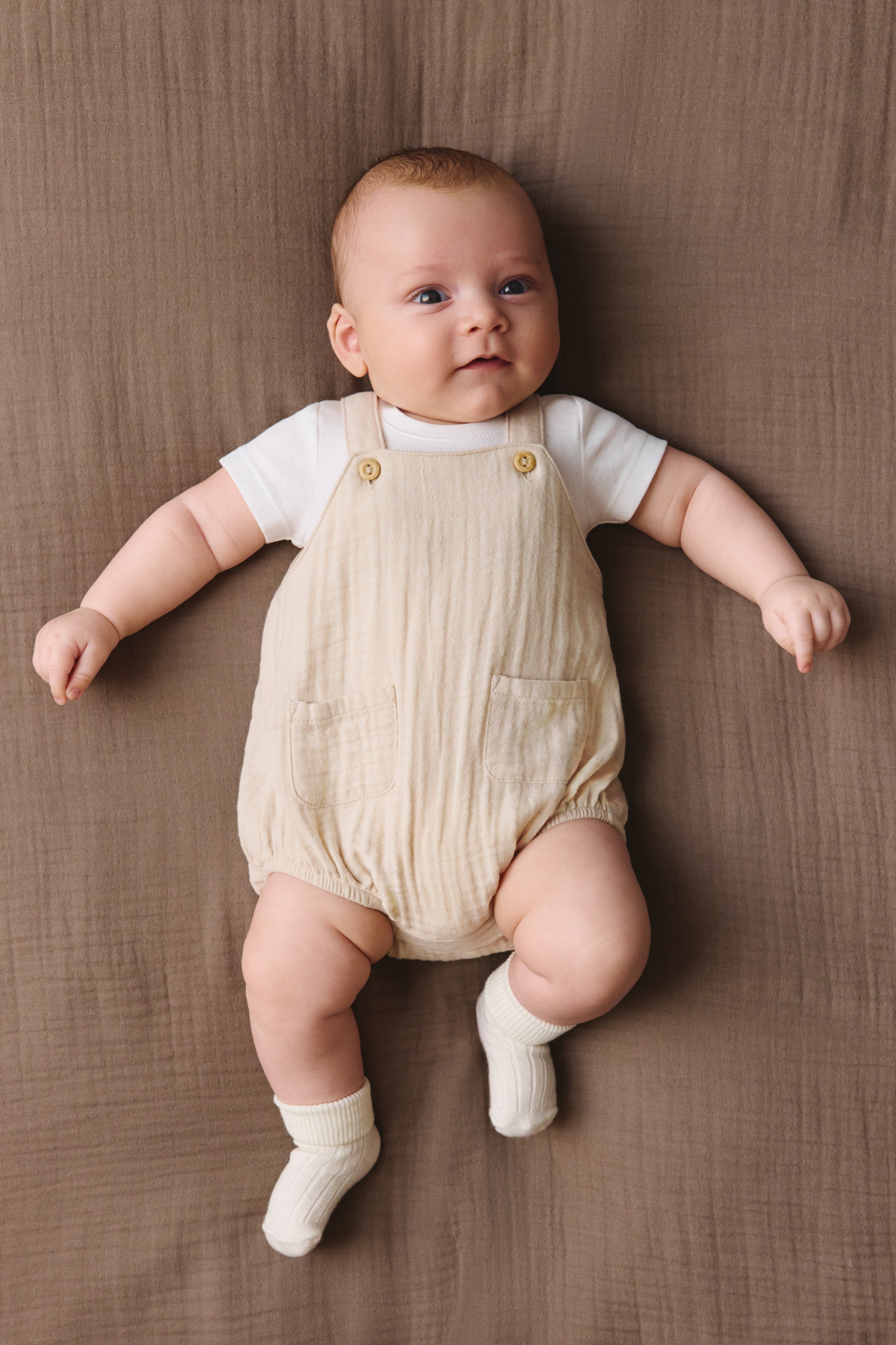 Zweiteiler aus Baumwolle - Hellbeige/Weiss/Hellbeige/Weiss