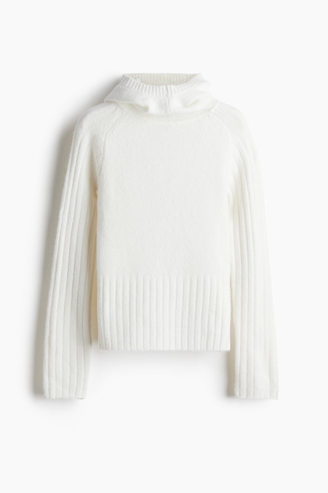 Knitted balaclava hoodie - White - 1