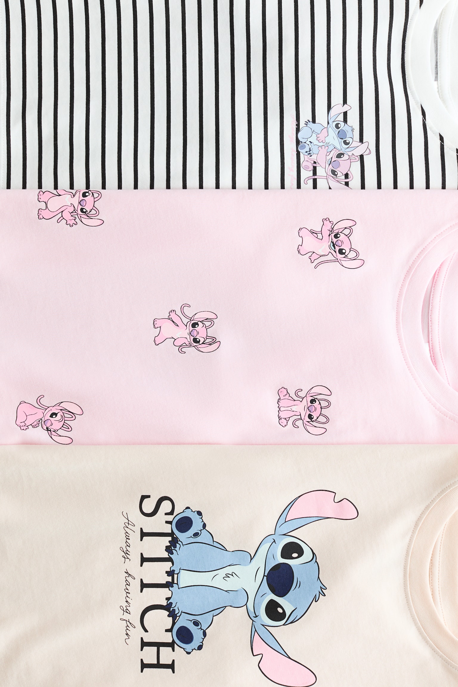 3-pack printed jersey tops - Beige/Lilo & Stitch/White/Minnie Mouse/Cream/Squishmallows/Pink/Aristocats/Light pink/Gabby's Dollhouse/Light pink/Lilo & Stitch/Purple/Minnie Mouse/Light pink/Minnie Mouse - 2